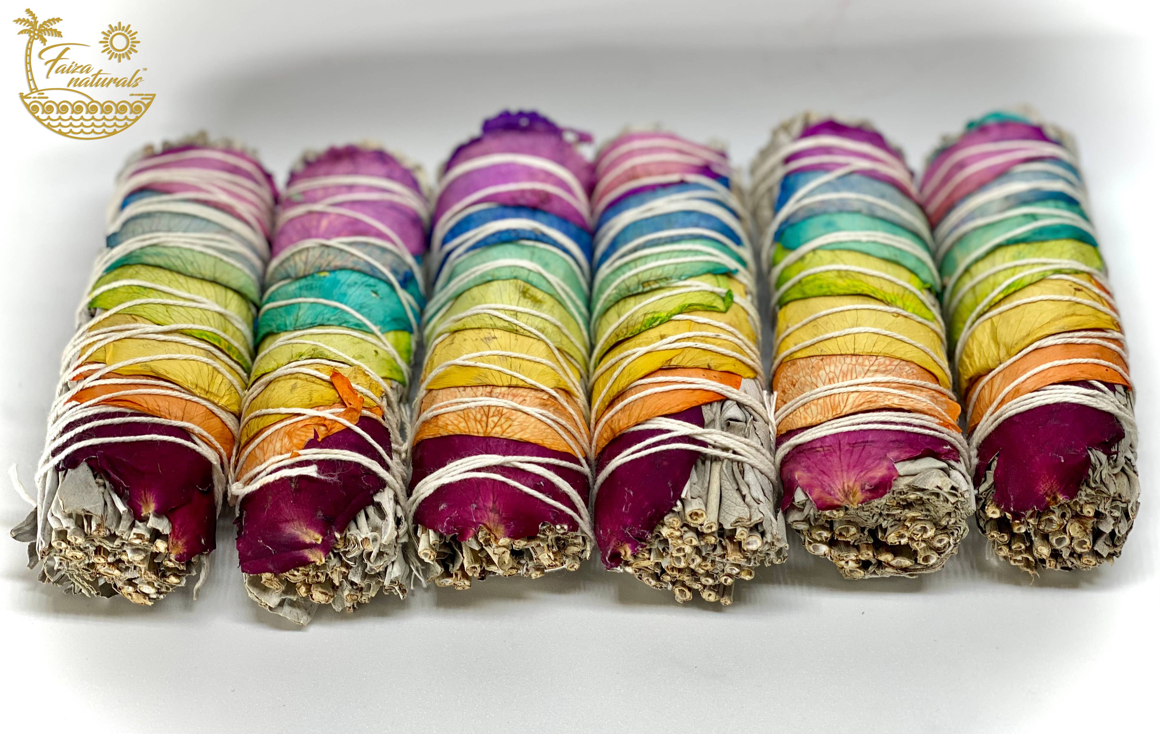 7 Chakra Rose Petal White Sage Bundles from California Farm