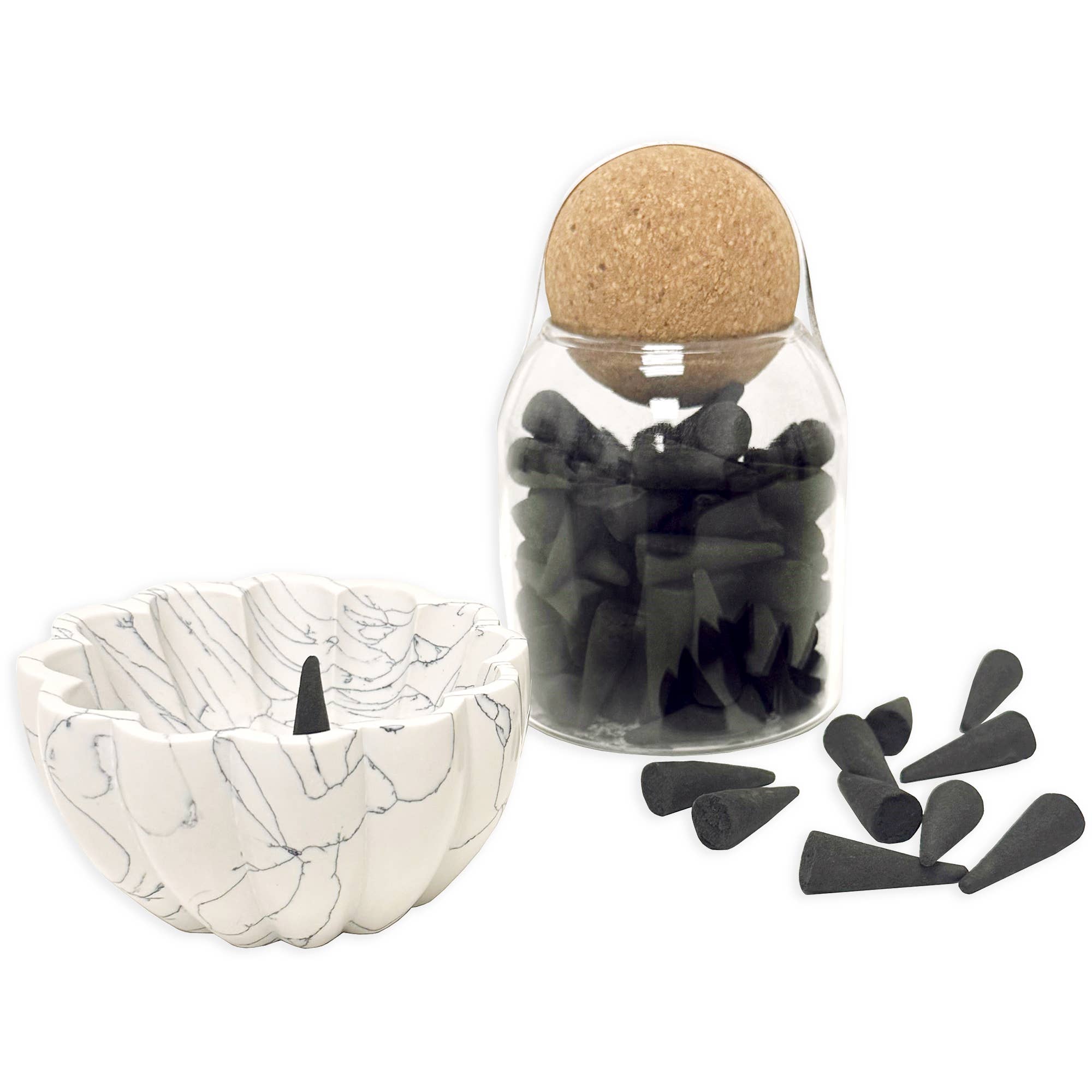 Andaluca - Incense Cones In Jar: Rose Quartz & Lily Fragrance