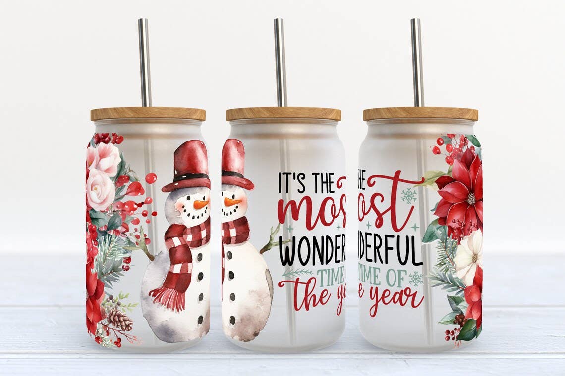 It's the Most Wonderful Time of the Year Christmas 16oz Holiday Libbey Glass Tumbler