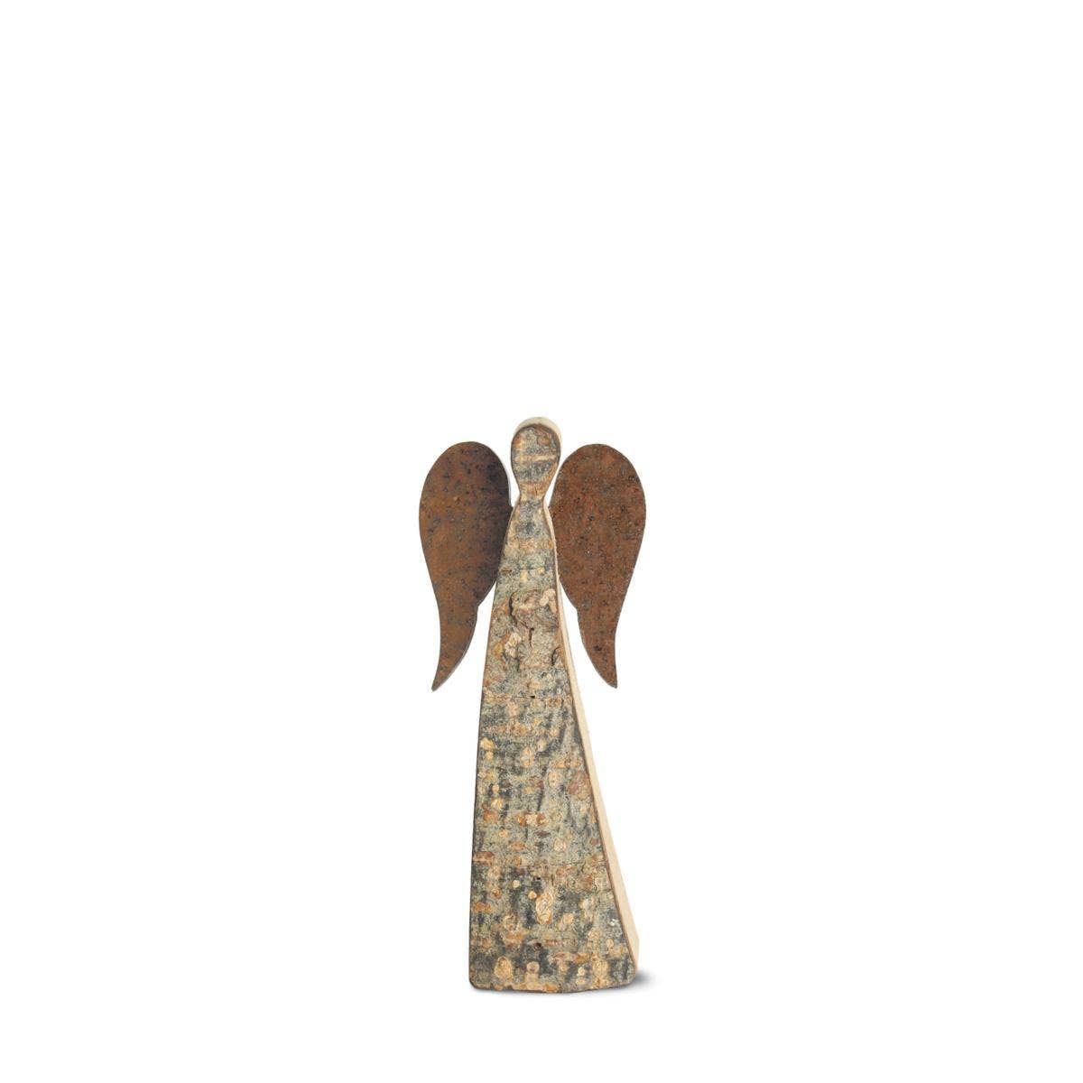 Dolfi Wooden angel with metal wings 12 cm