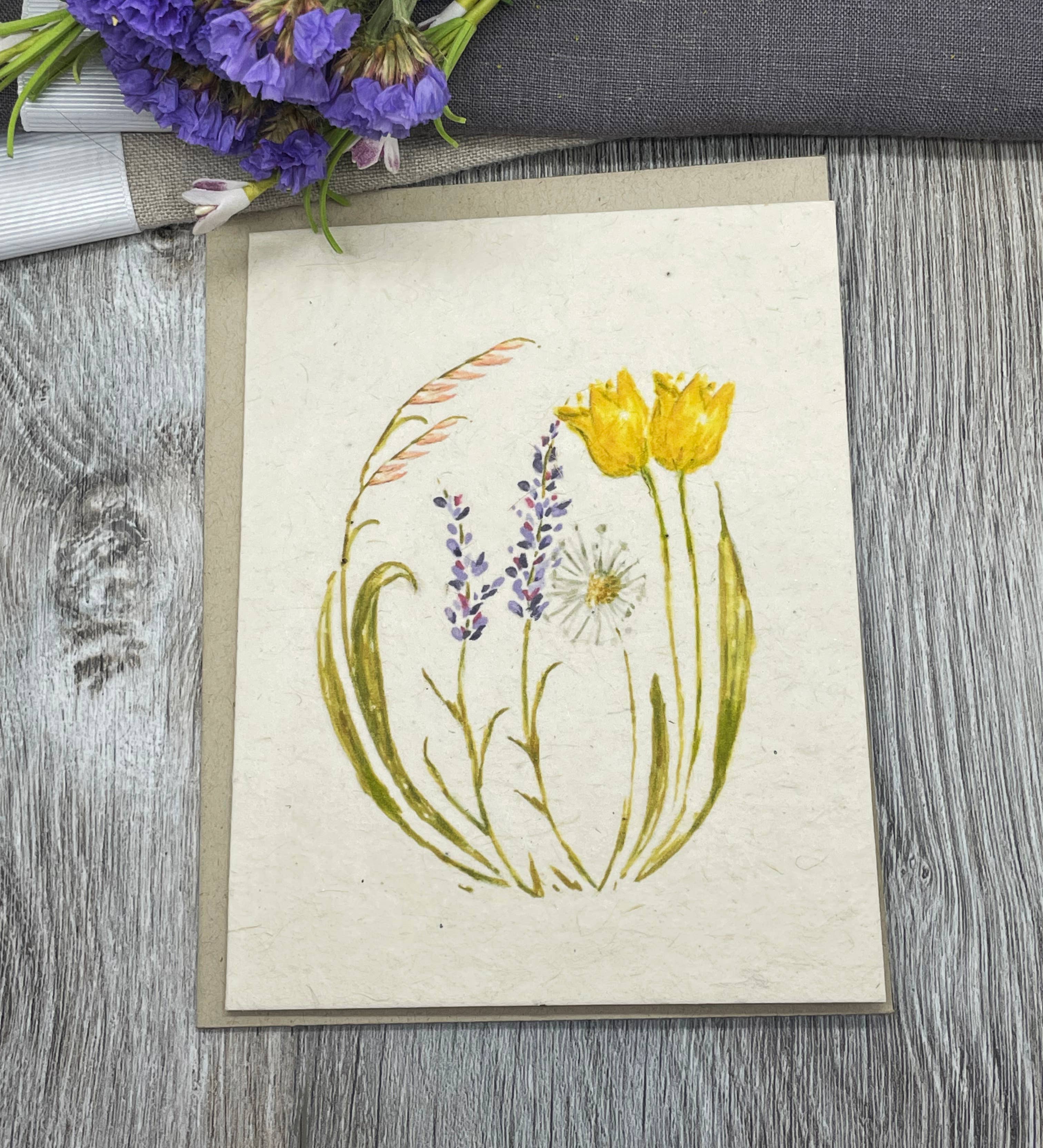 Floral Cameo | Plantable Card | Wildflowers