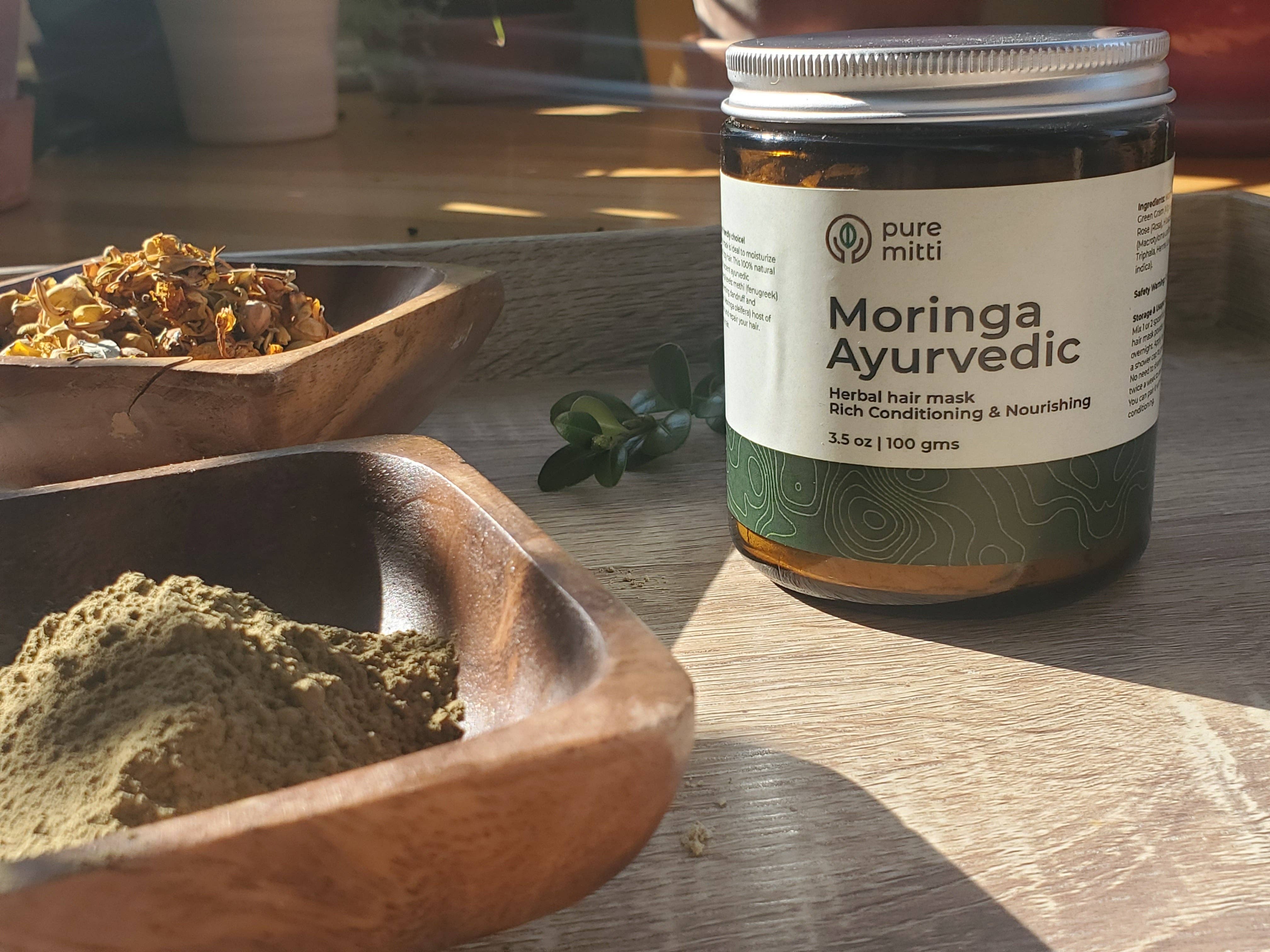 Pure Mitti Moringa Ayurvedic Natural Herbal Hair Mask, Organic Ayurveda