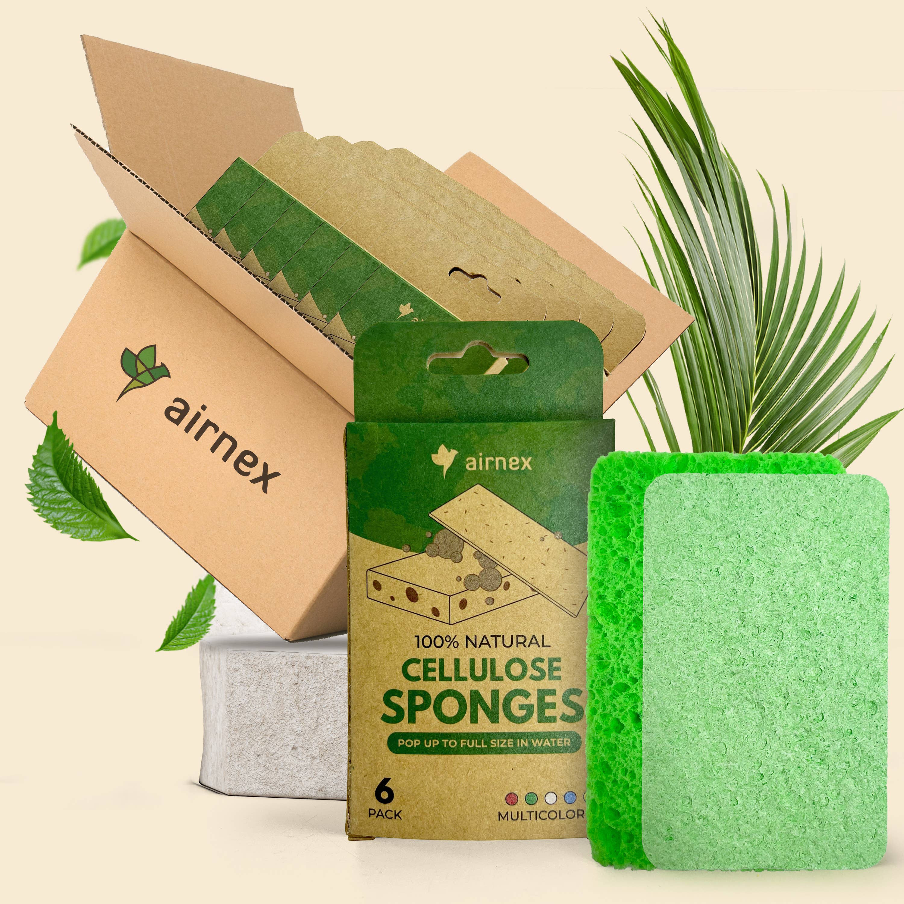 Compostable Kitchen Sponge - 6 Pack Eco Pop Up Sponges