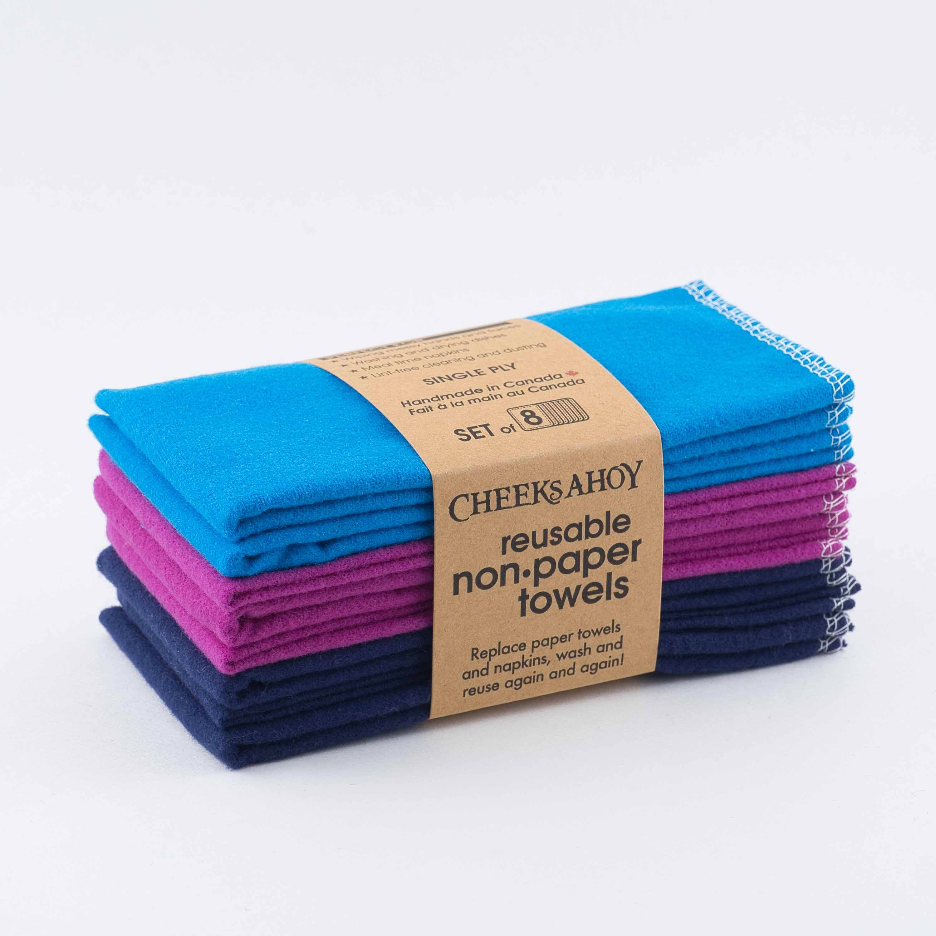 Cheeks Ahoy Reusable Non•Paper Towels • Single-Ply: Rainbow / 8-pack