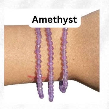 4mm Faceted Gemstone Bracelet, Dainty Crystal Bracelet, Faceted Crystal Bracelet