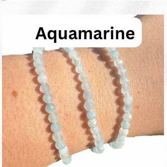 4mm Faceted Gemstone Bracelet, Dainty Crystal Bracelet, Faceted Crystal Bracelet