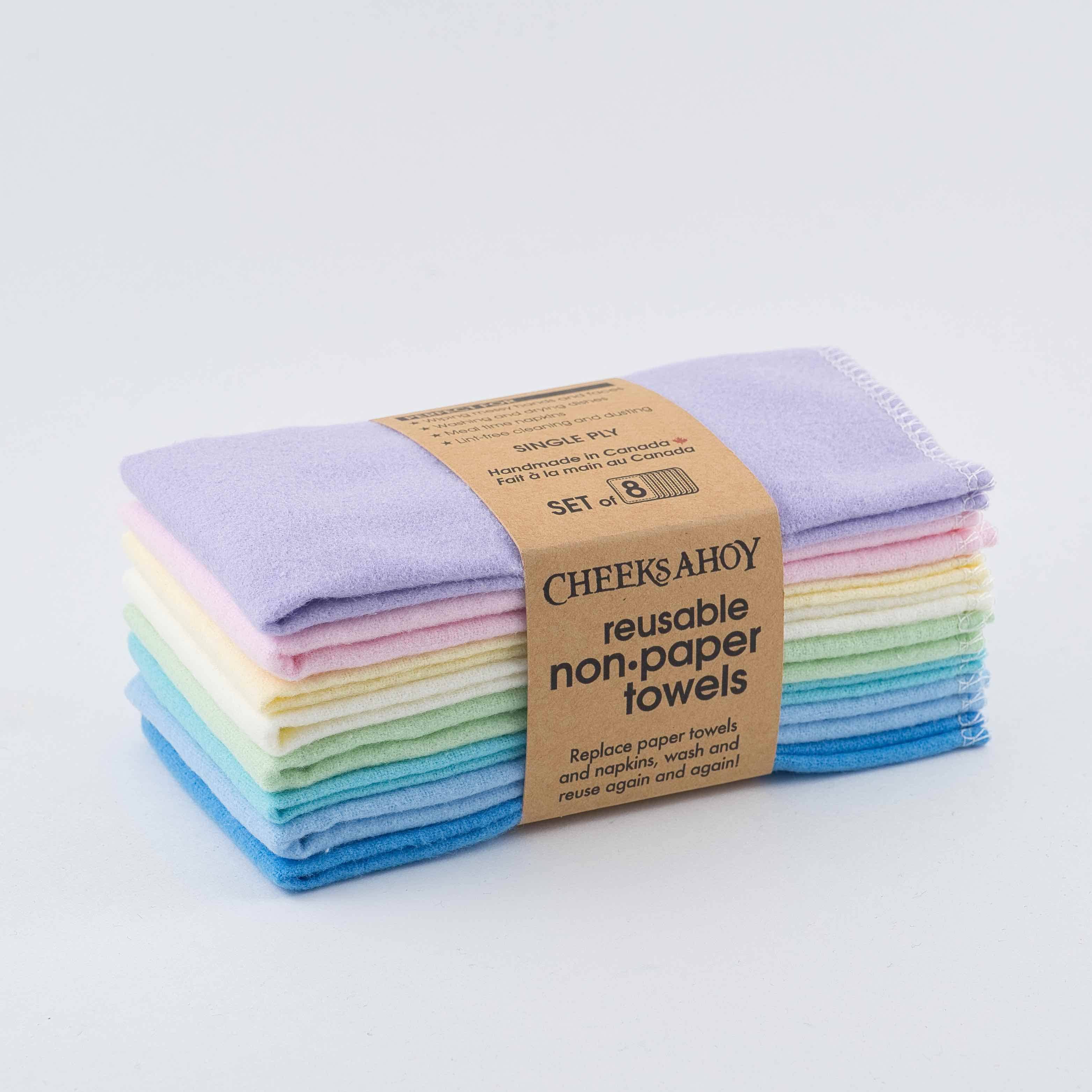 Cheeks Ahoy Reusable Non•Paper Towels • Single-Ply: Rainbow / 8-pack