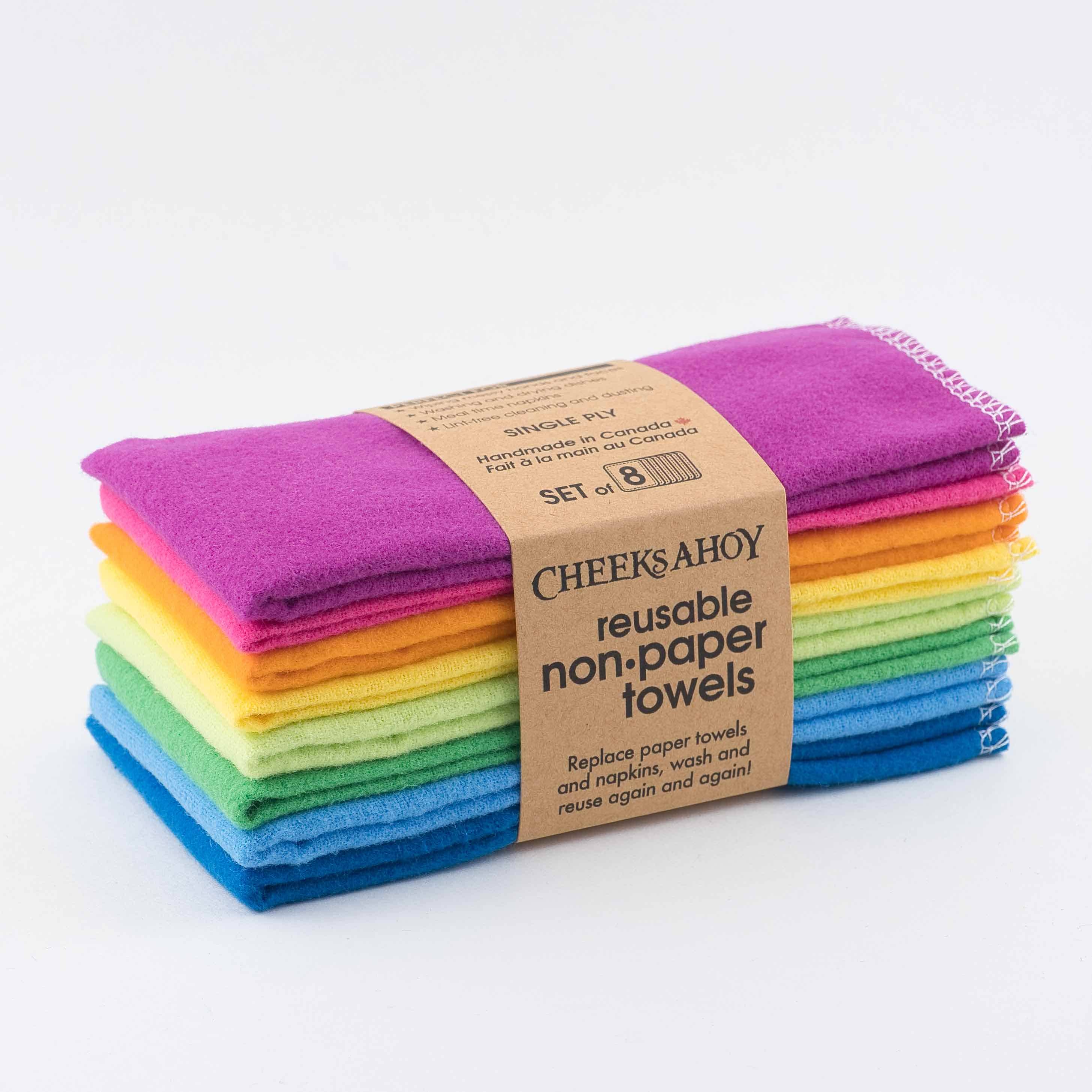 Cheeks Ahoy Reusable Non•Paper Towels • Single-Ply: Rainbow / 8-pack