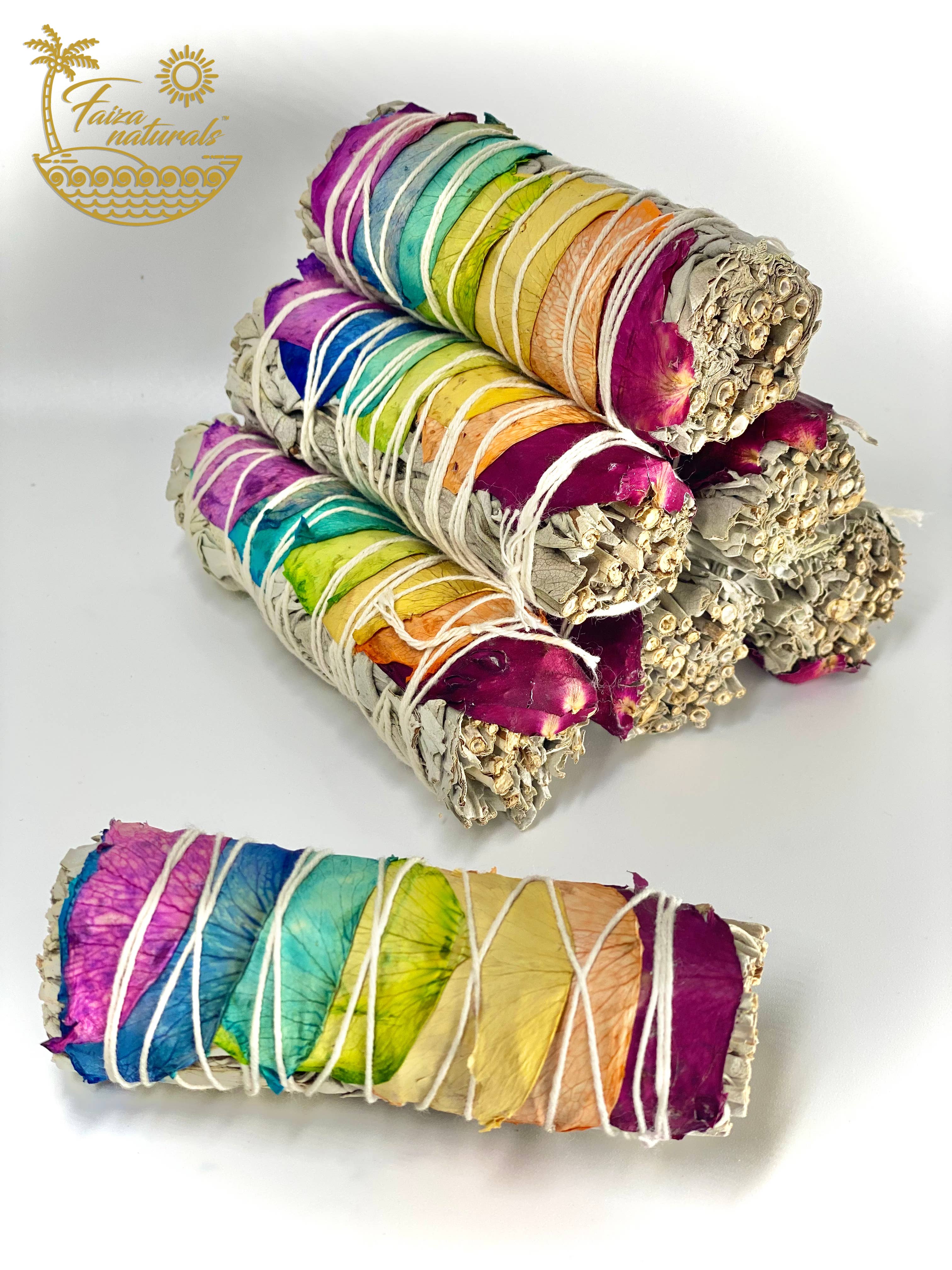 7 Chakra Rose Petal White Sage Bundles from California Farm