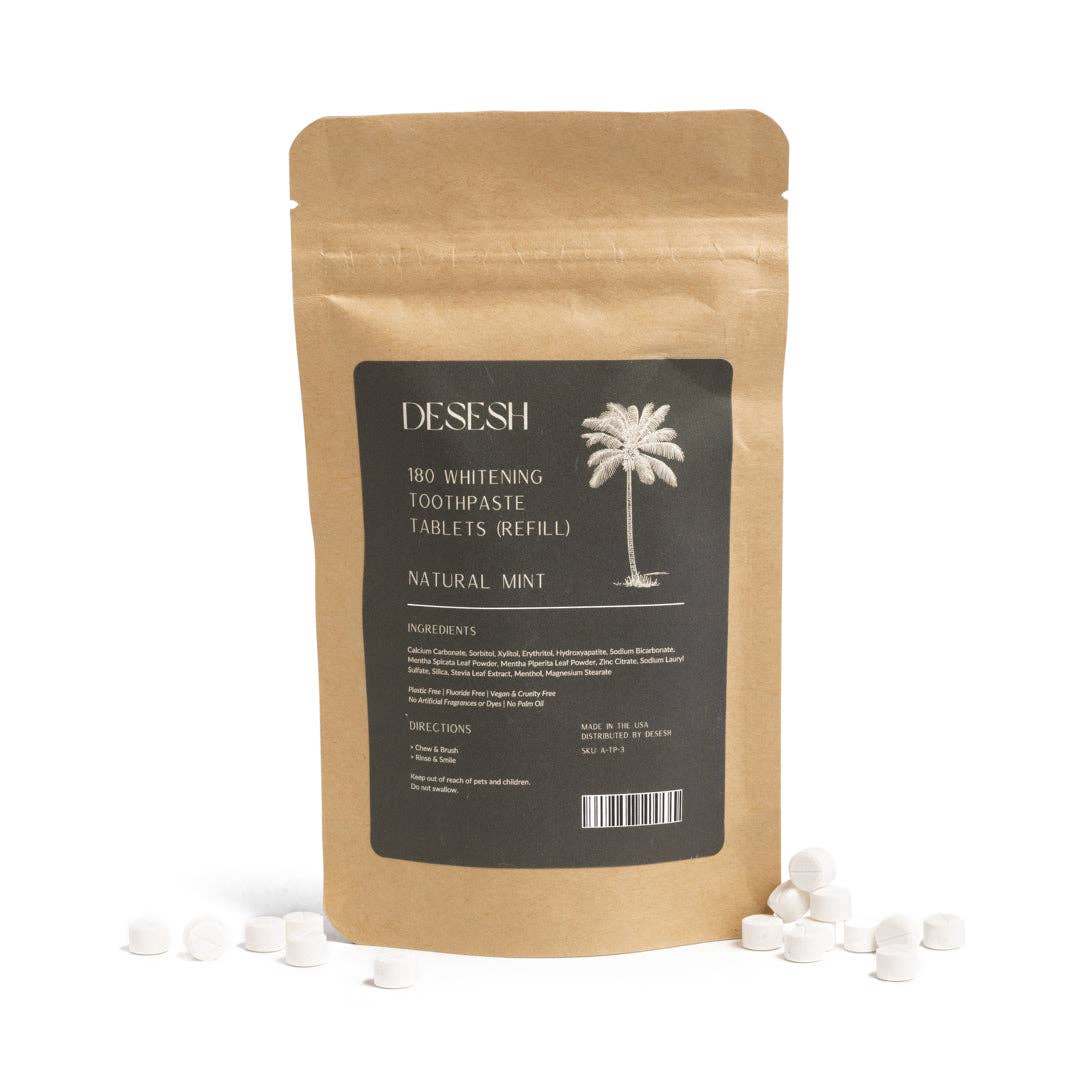 180 Toothpaste Tablets (SLS & Fluoride Free, Whitening)