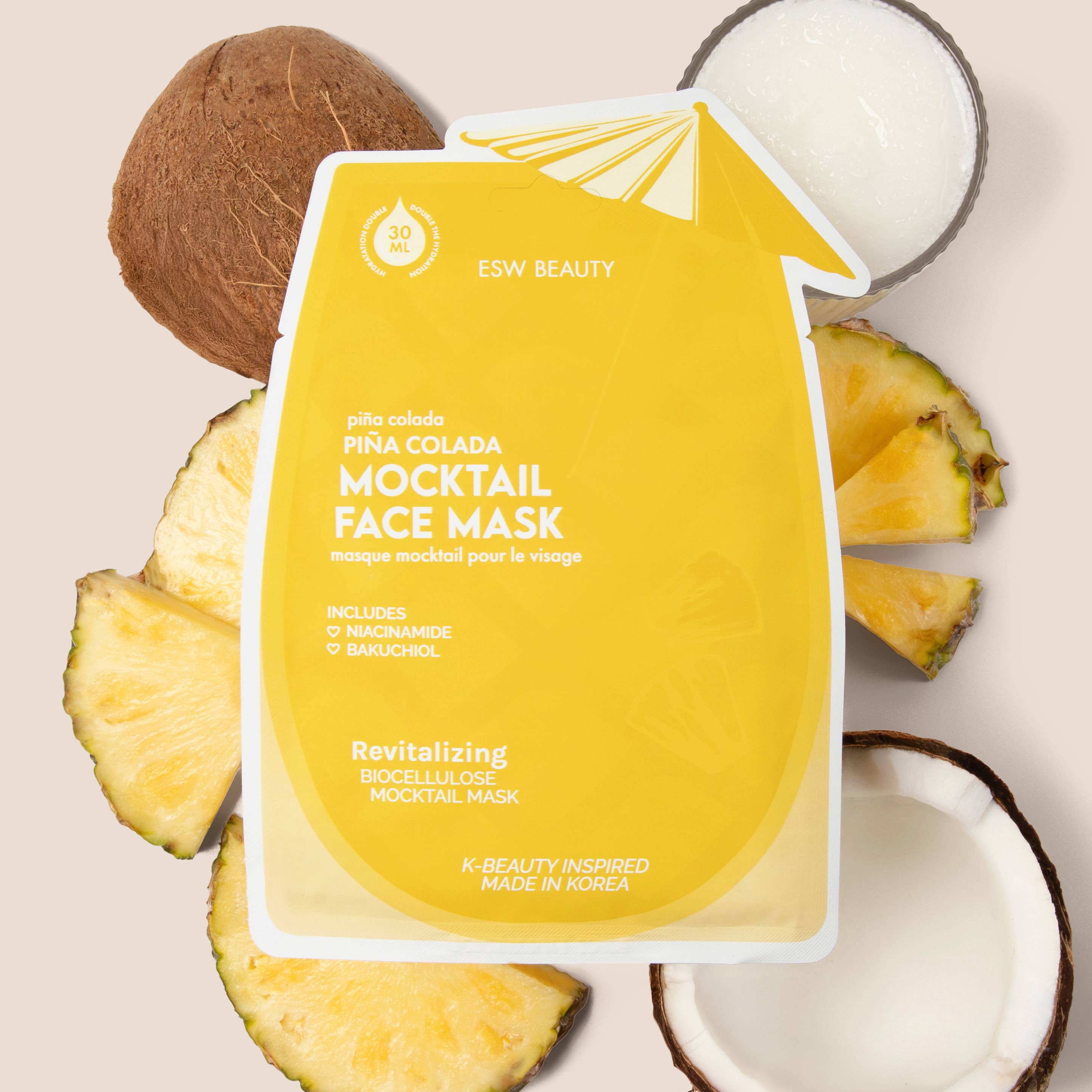 ESW Piña Colada Revitalizing Biocellulose Mocktail Mask