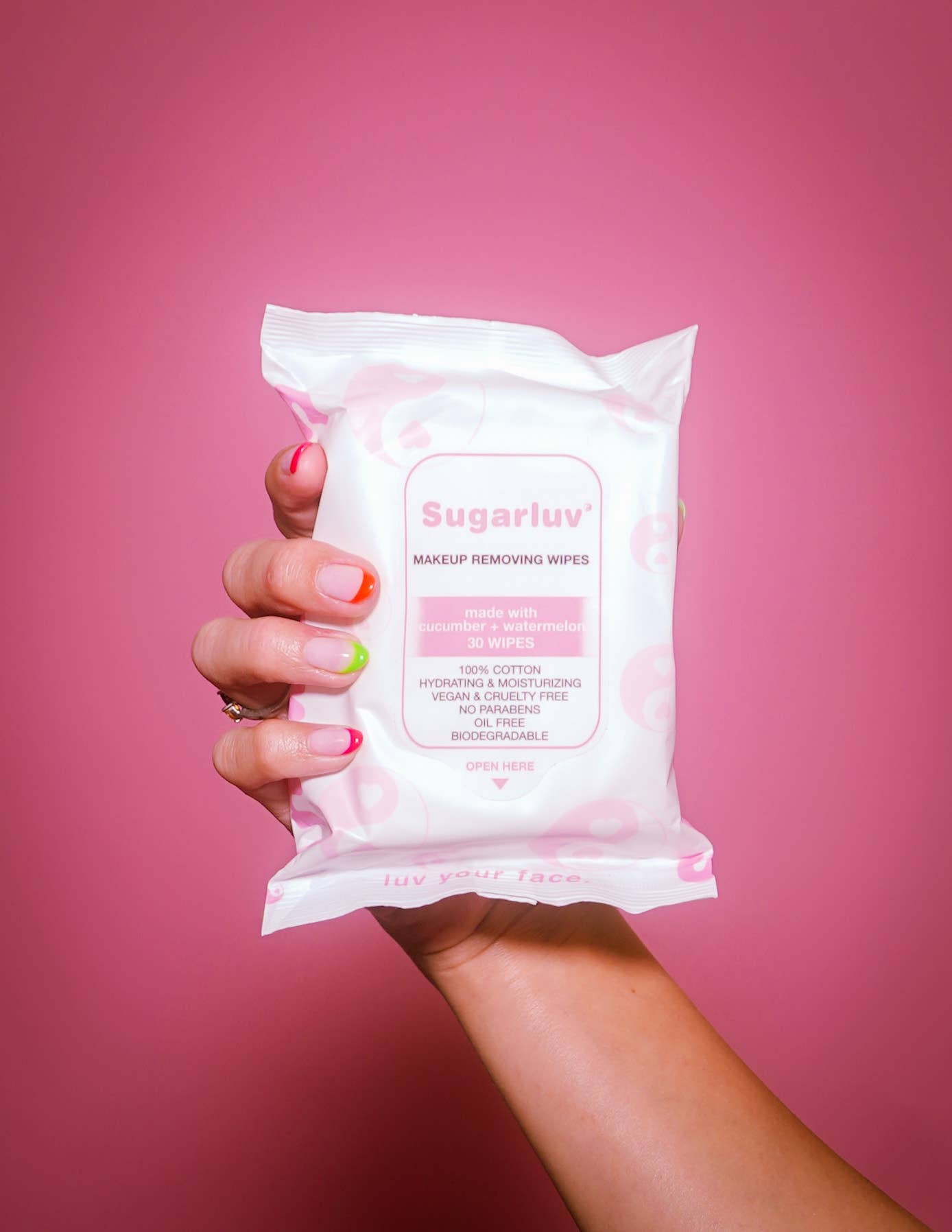 Sugarluv Makeup Remover Cleansing Wipes, Cucumber/Watermelon 30 Count