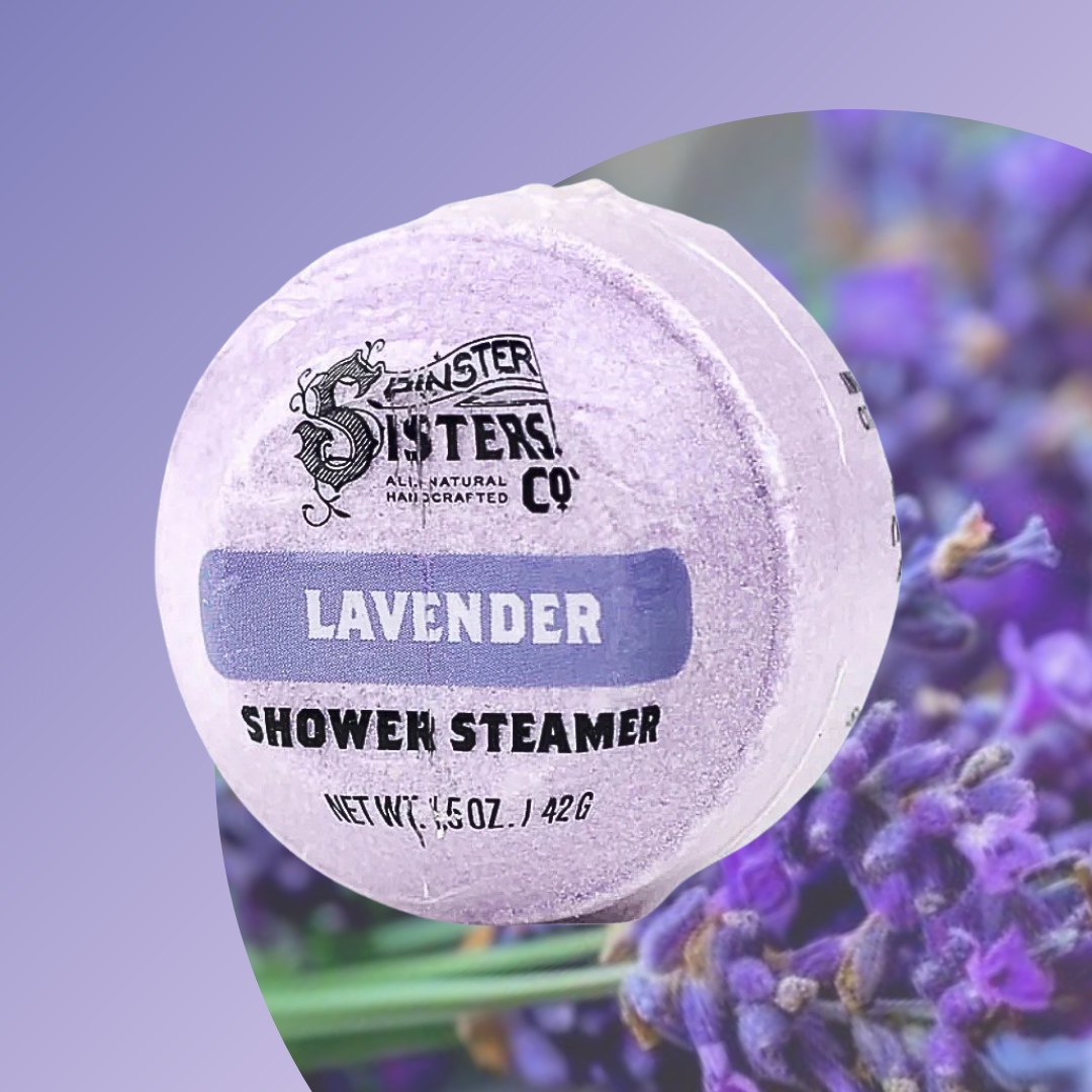 lavender plant in shower Spinster Sisters Co Lavender Shower Steamer