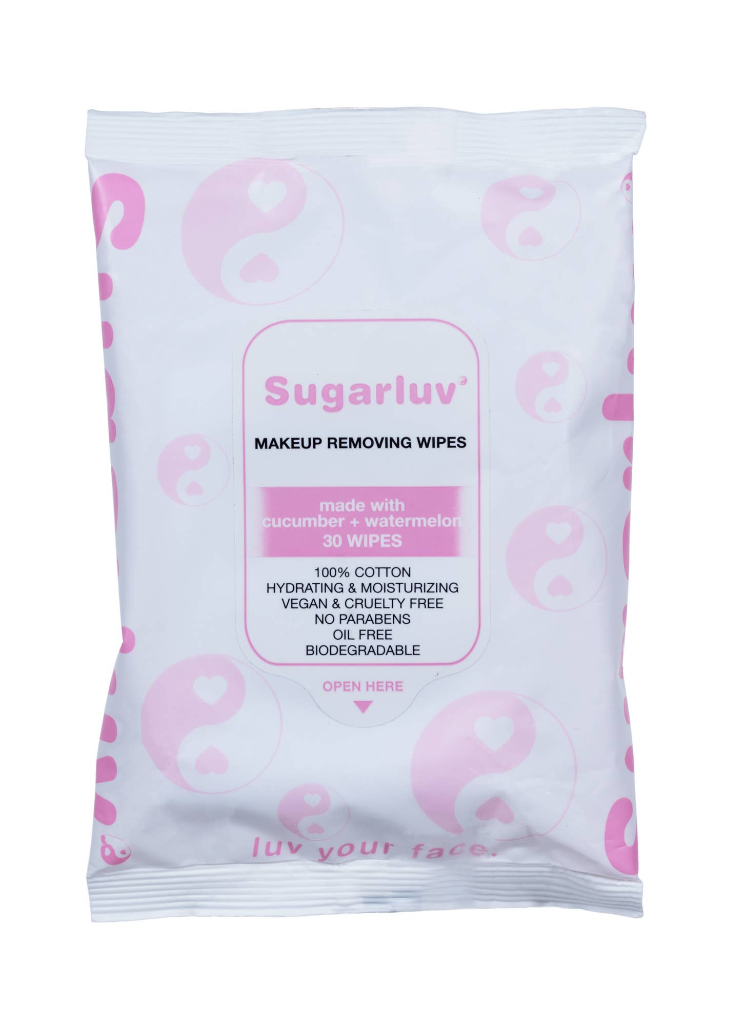 Sugarluv Makeup Remover Cleansing Wipes, Cucumber/Watermelon 30 Count