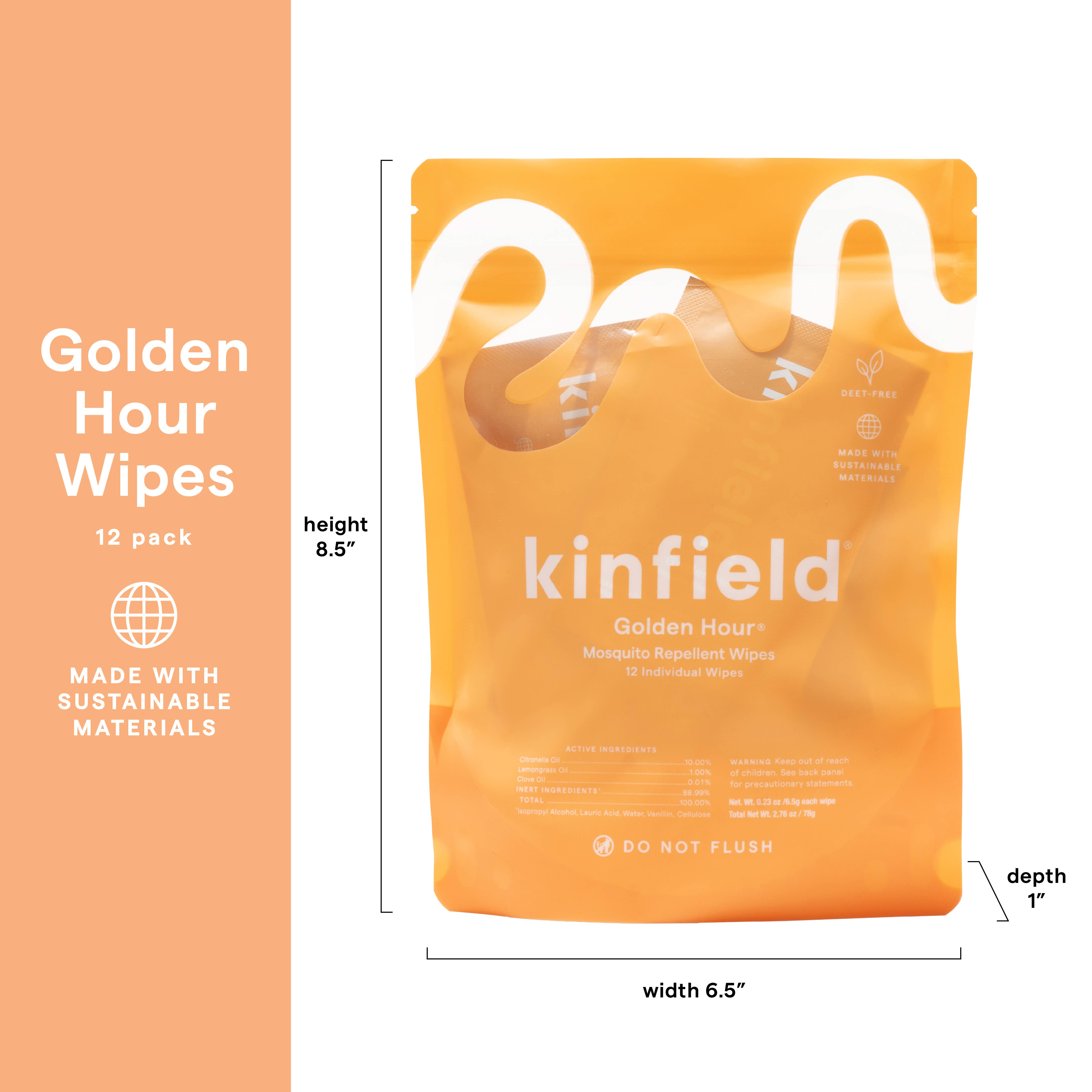 Kinfield- Golden Hour Wipes  Natural Mosquito Repellent