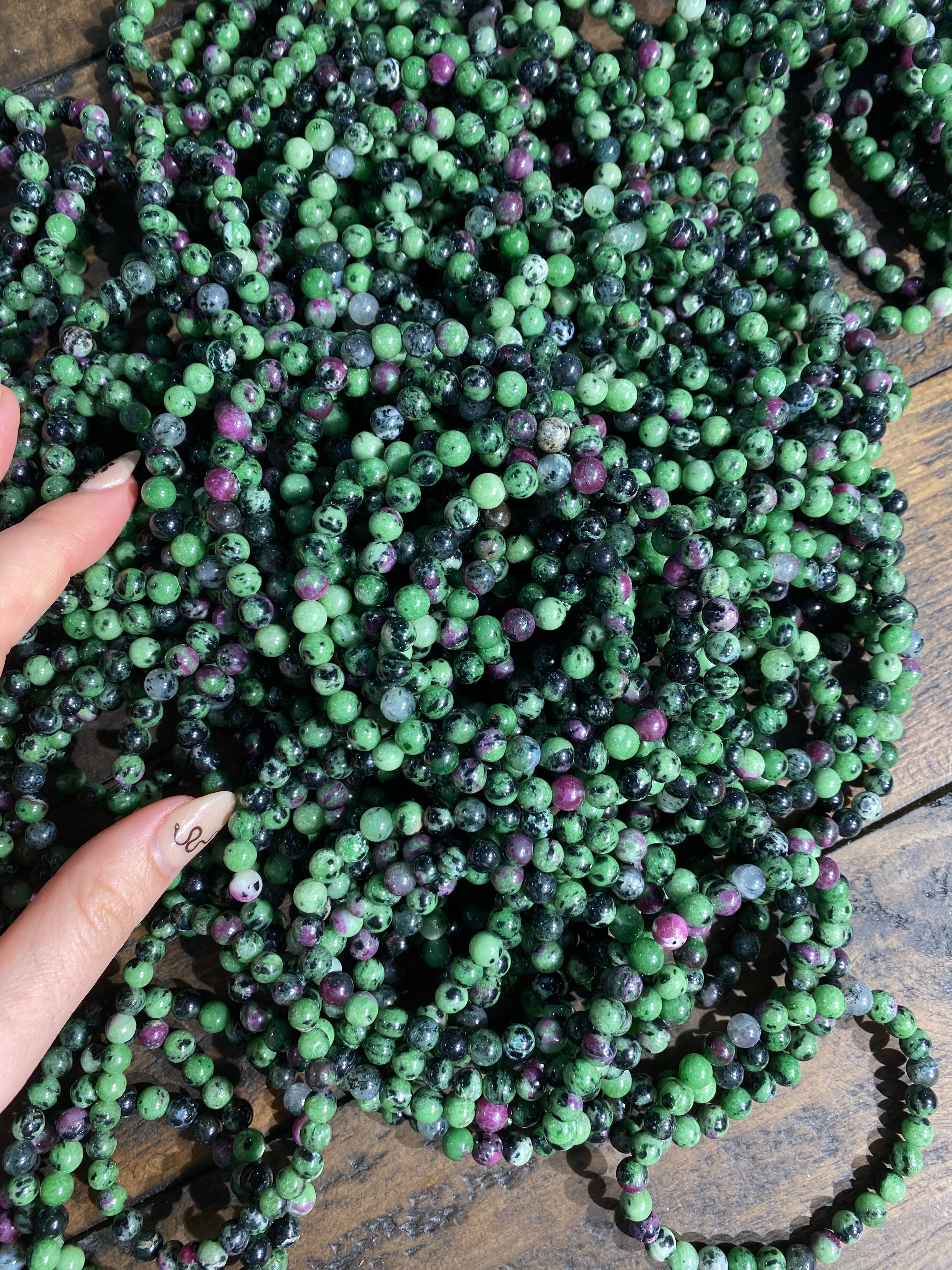 Ruby Zoisite Beaded Bracelet