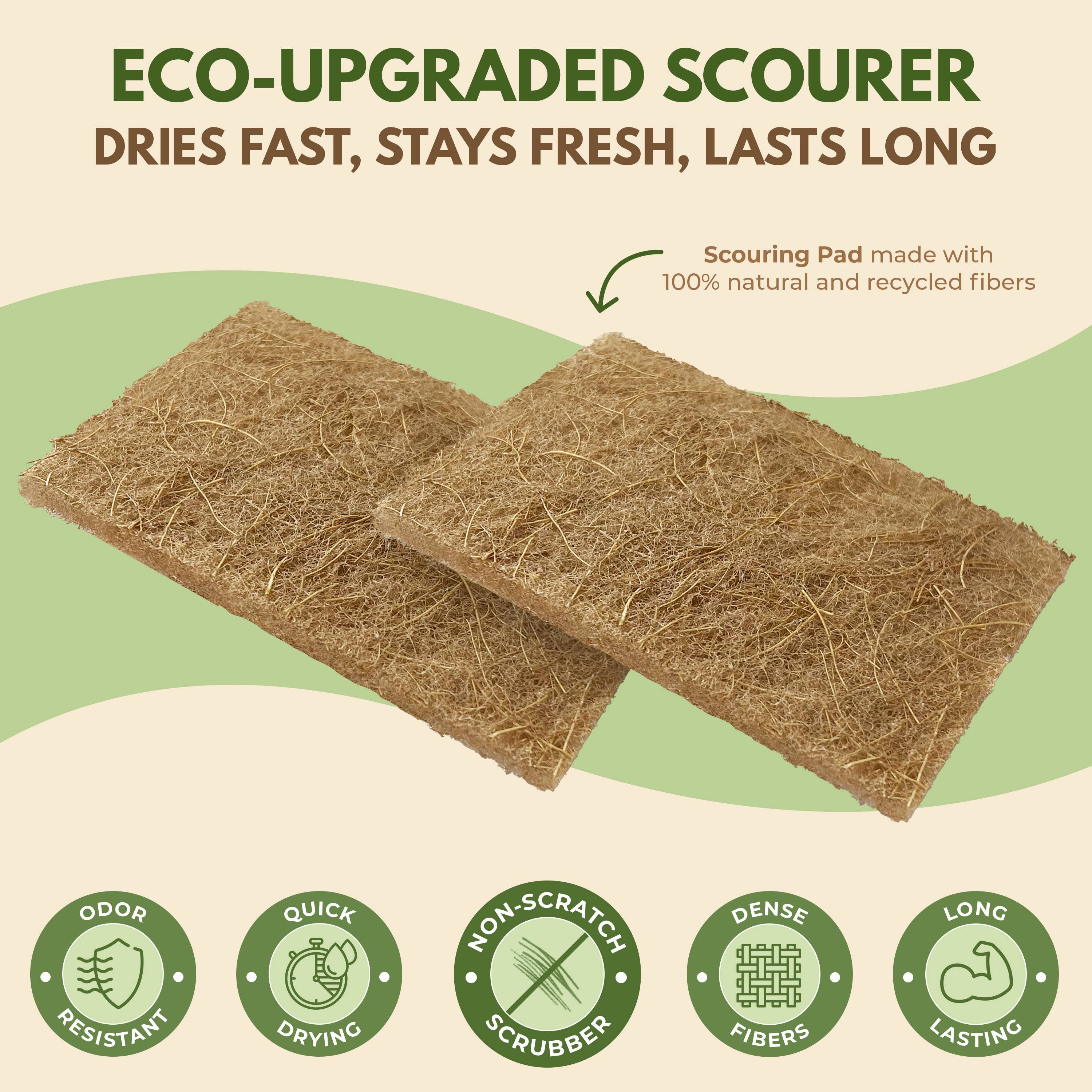 Eco Kitchen Cleaning Supplies  - 6 Pack Coconut Scourer