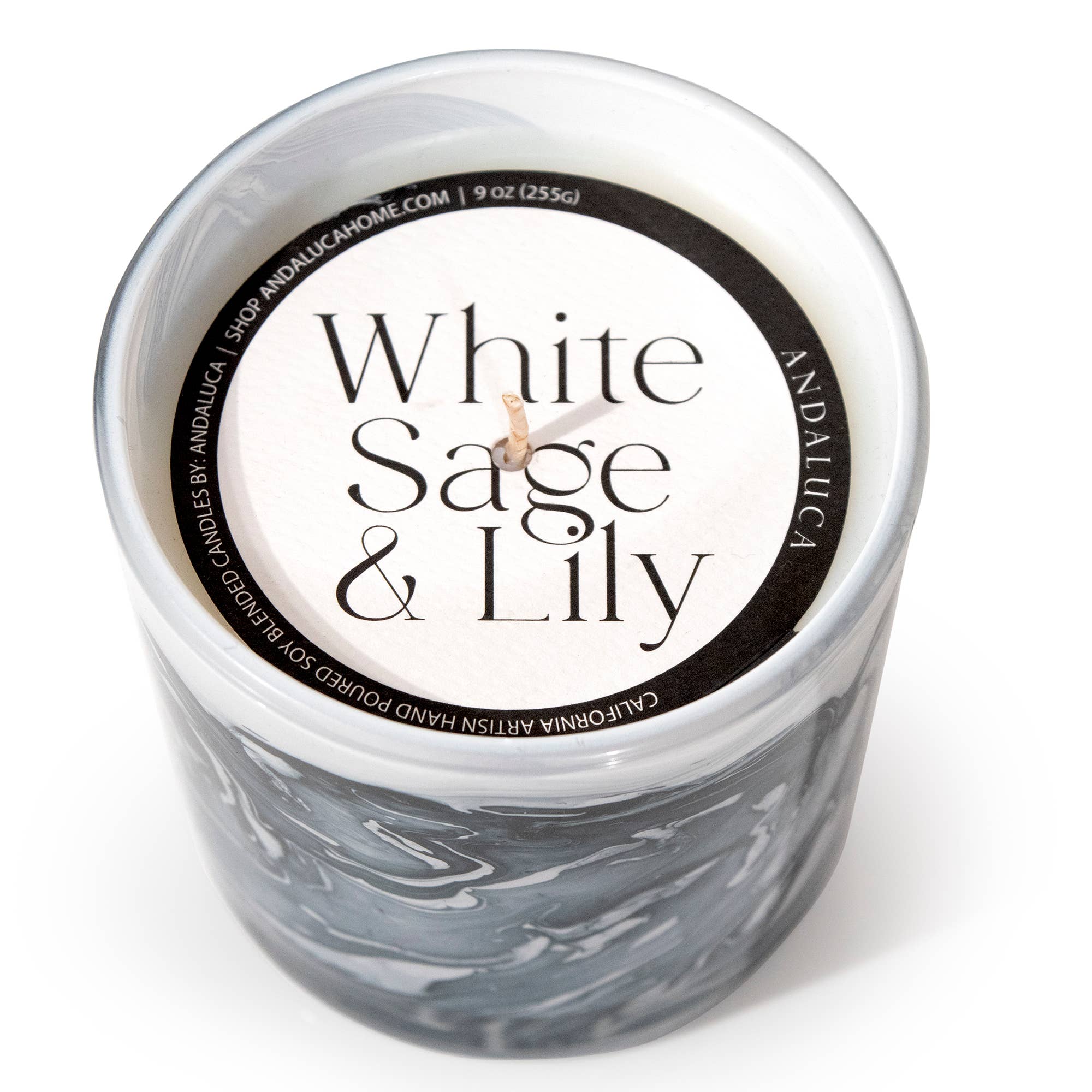 Andaluca White Sage & Lily 14 oz. Swirl Glass Candle