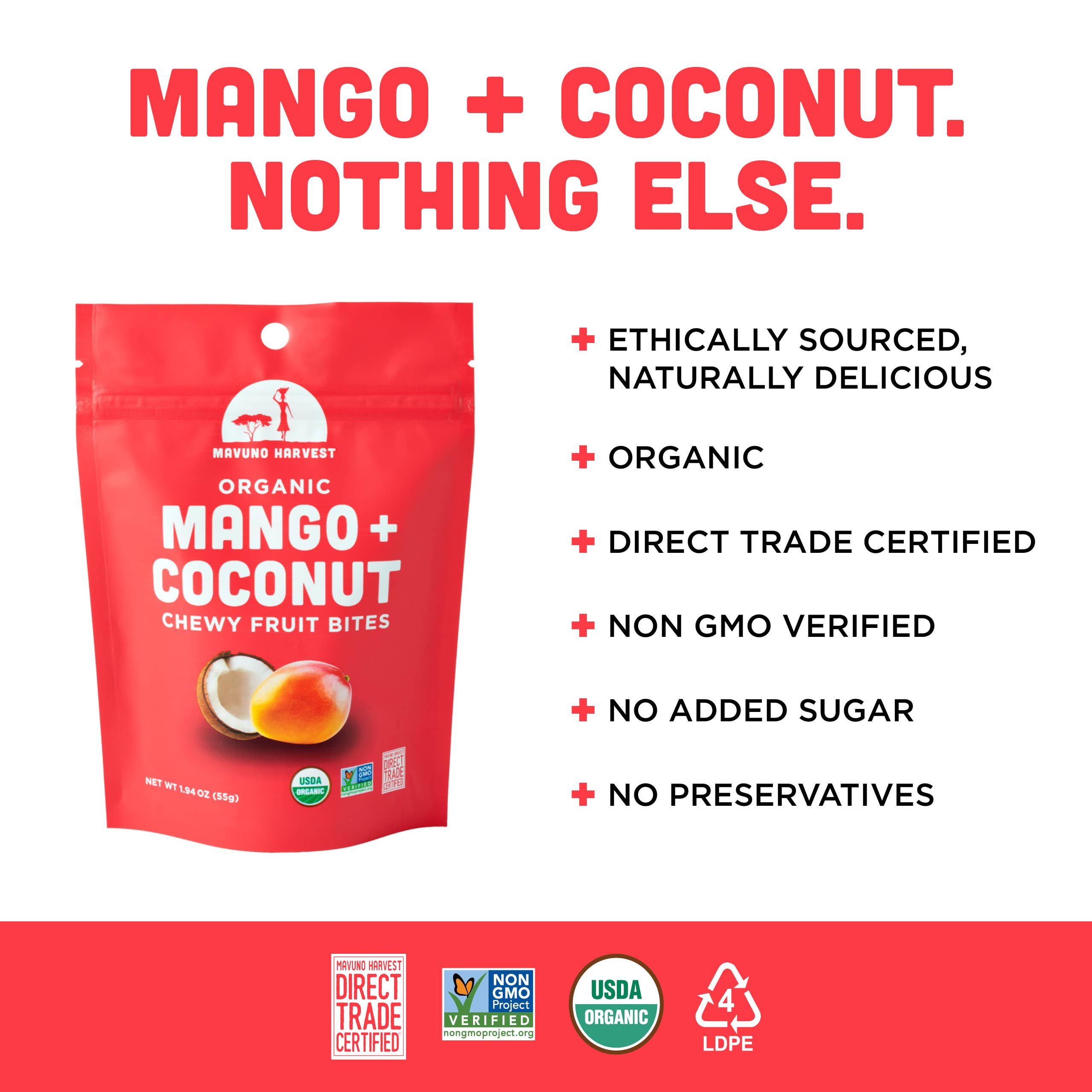 Mavuno Harvest Organic -Mango + Coconut Fruit Bites