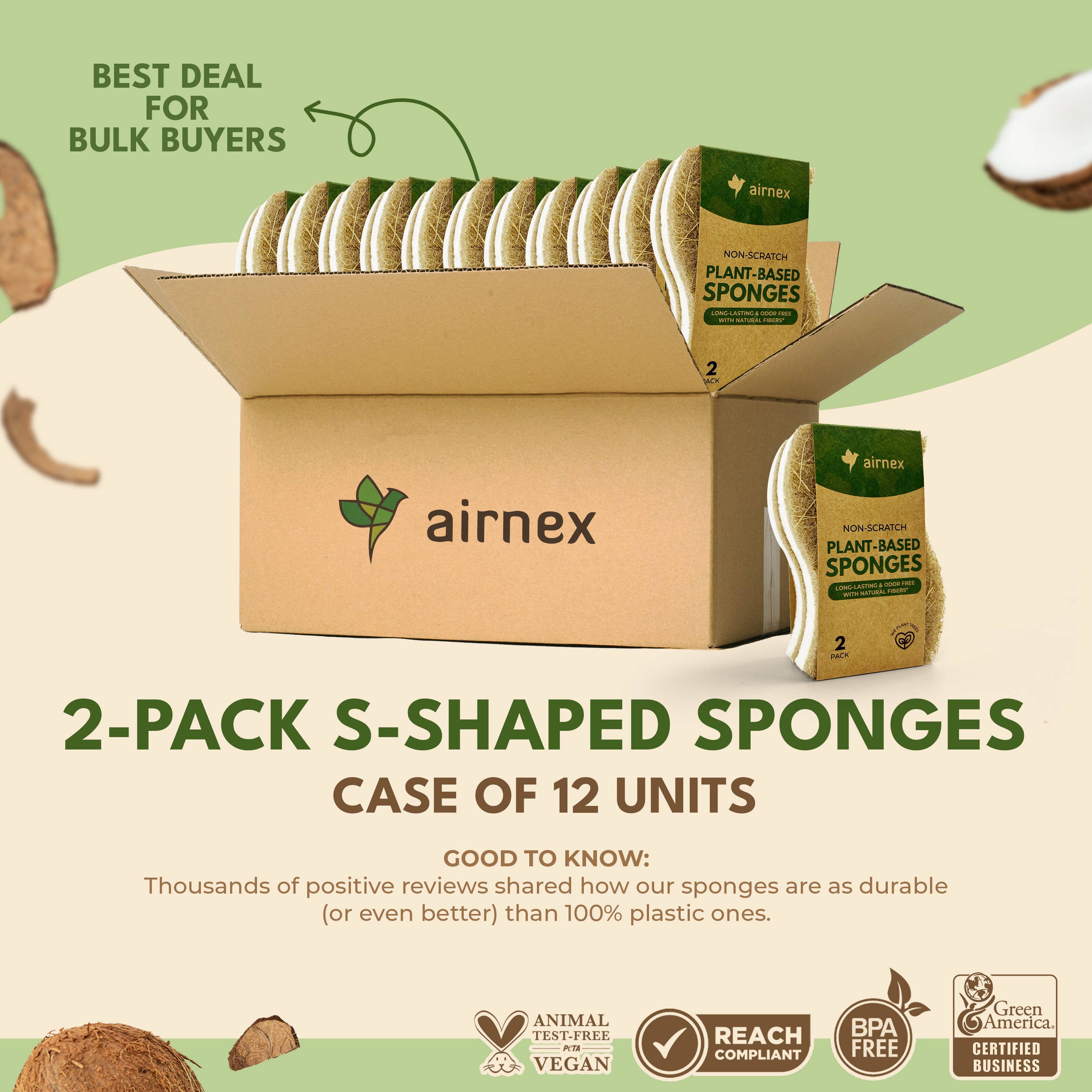 Eco Friendly Sponges for Cleaning - 2 Pack Dish Sponges