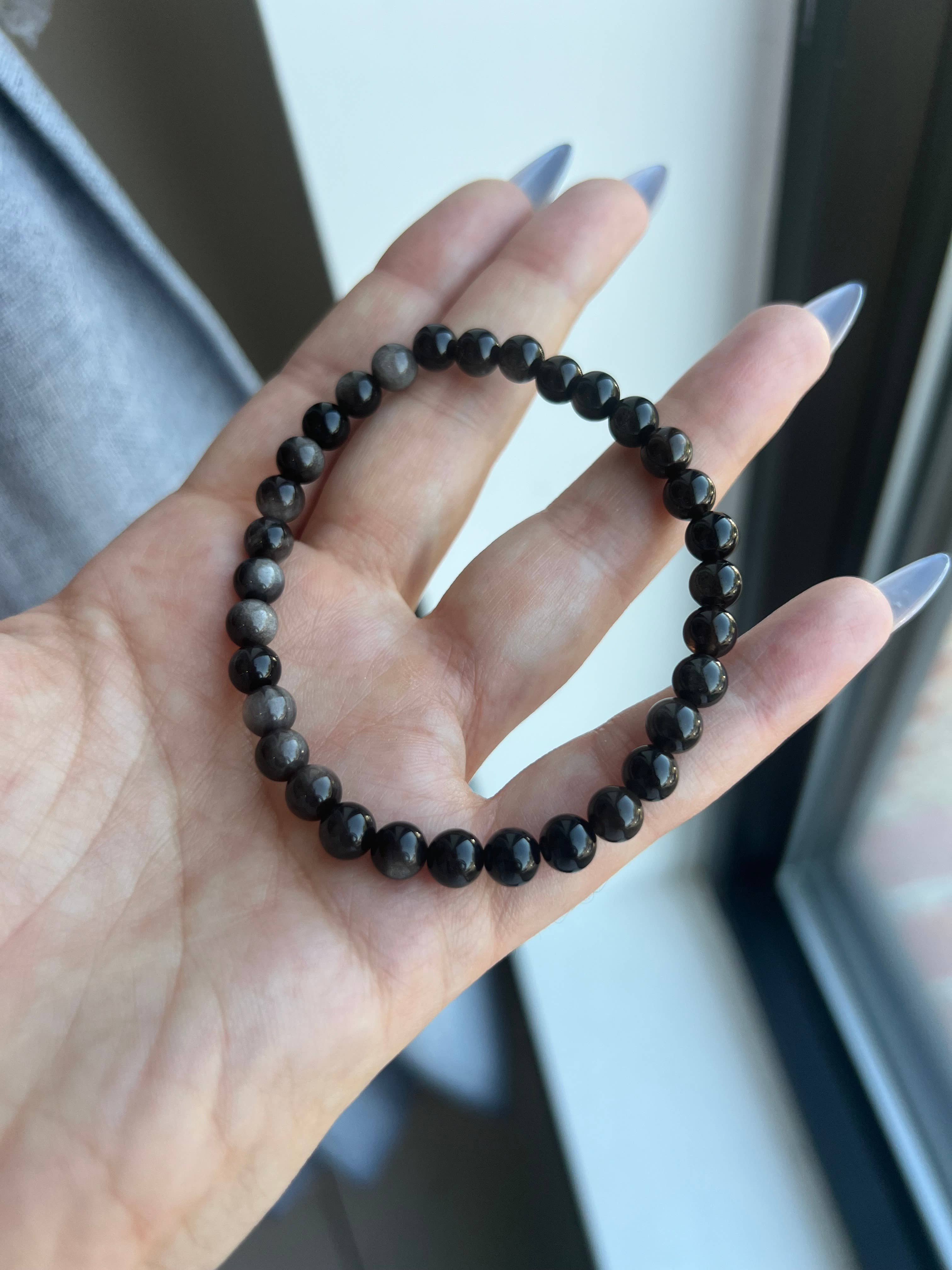 Silver Sheen Obsidian Crystal Bracelet