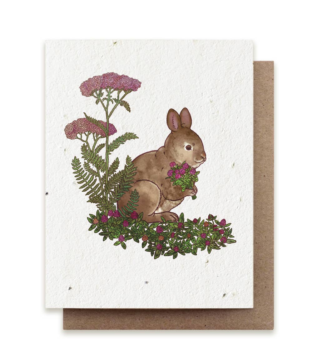 Small Victories- Rabbit Gathering Herbs Plantable Herb Seed Card