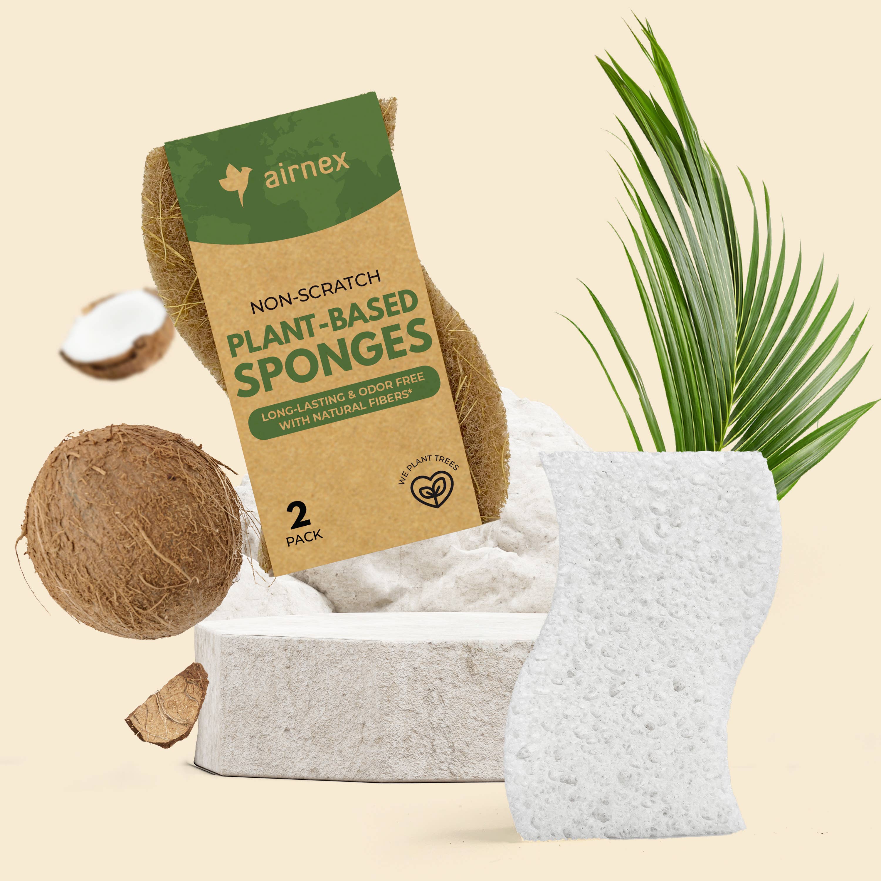 Eco Friendly Sponges for Cleaning - 2 Pack Dish Sponges