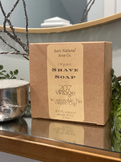 Bare Natural Soap Co. 207 Vintage Shave Soap With Stainless Steel Shave Bowl