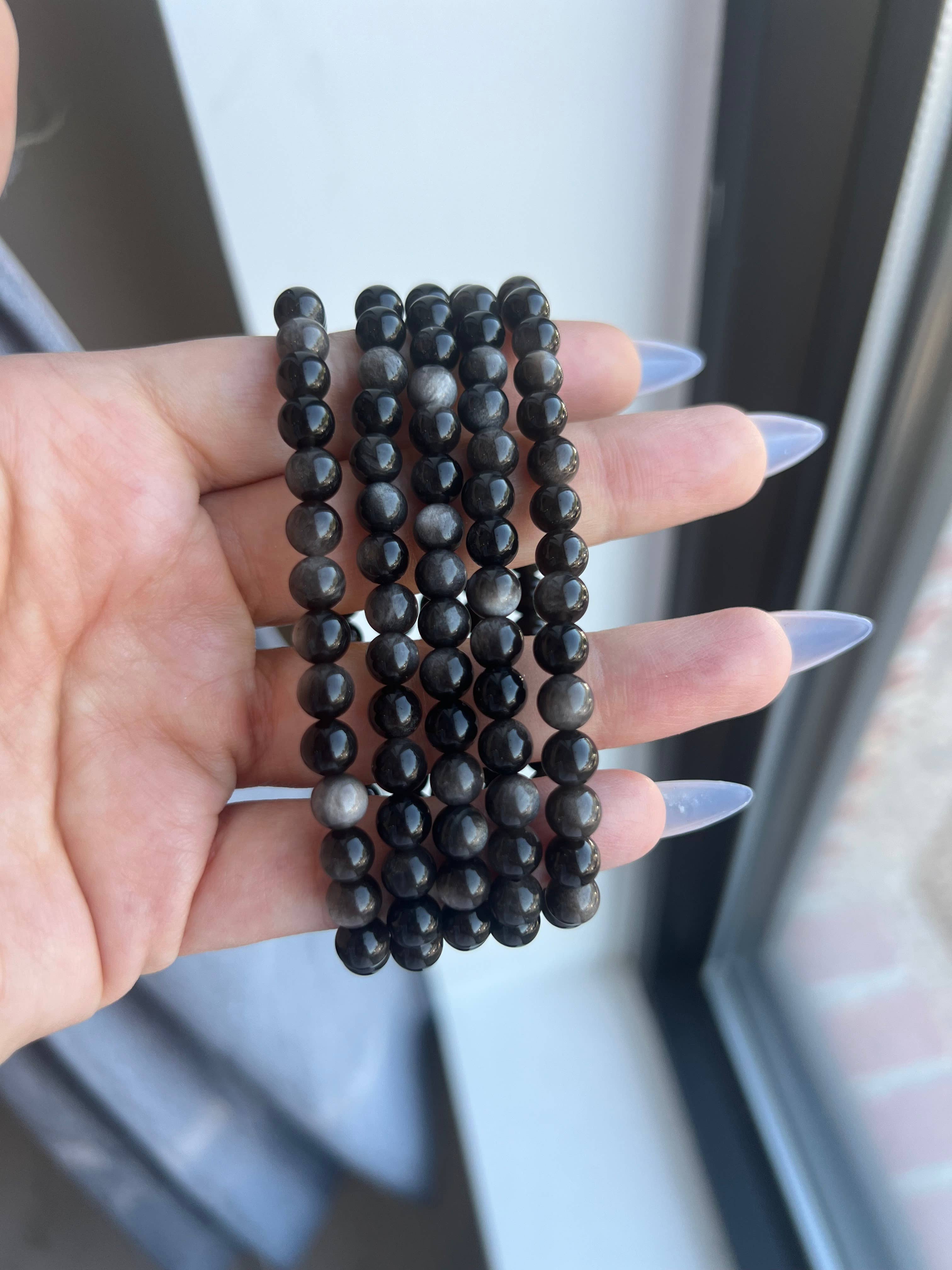 Silver Sheen Obsidian Crystal Bracelet