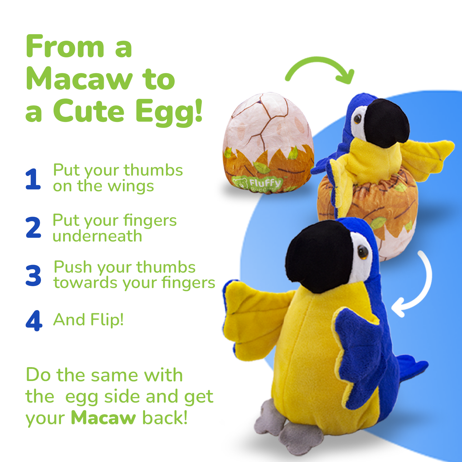 The Reversible Blue  Macaw Plushie