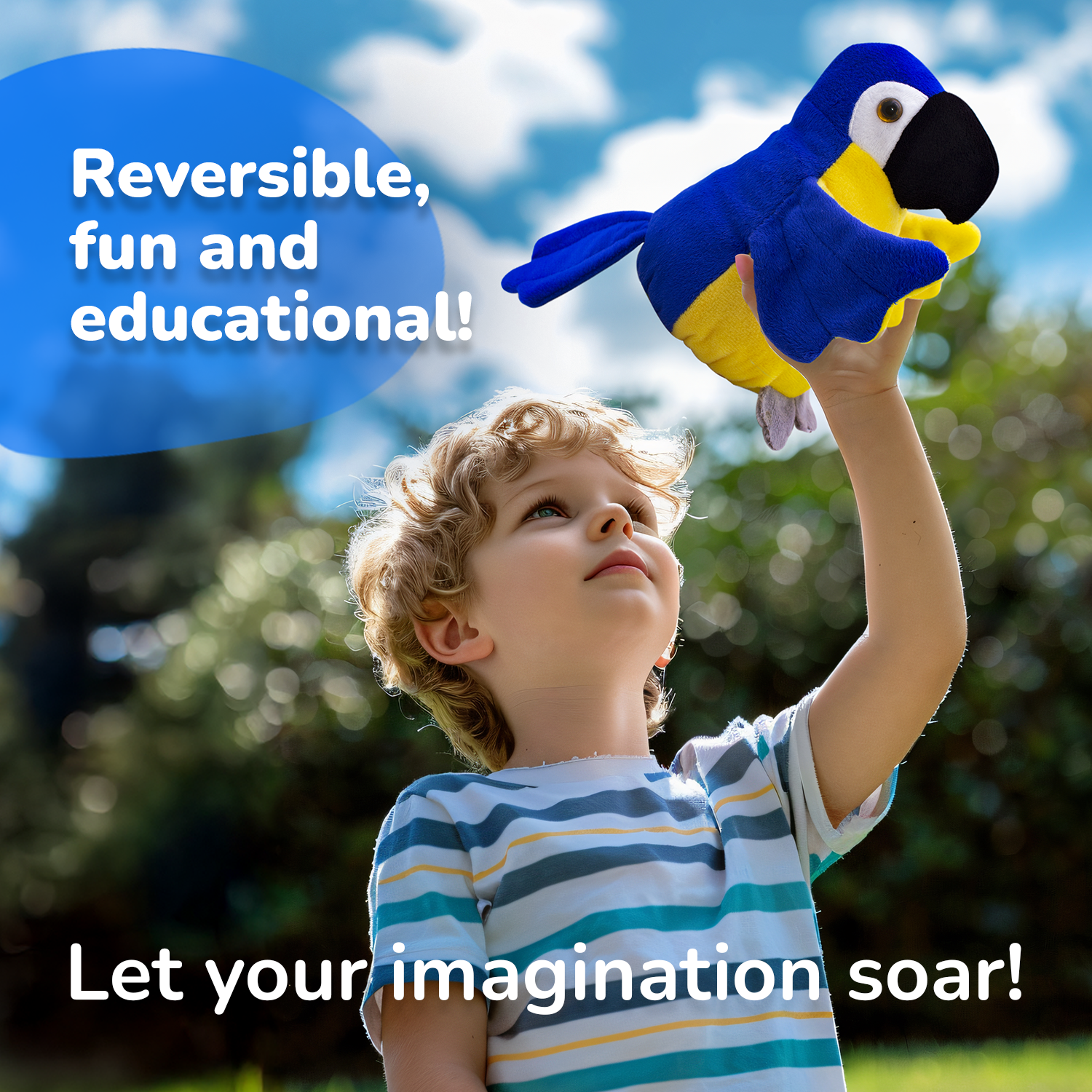 The Reversible Blue  Macaw Plushie