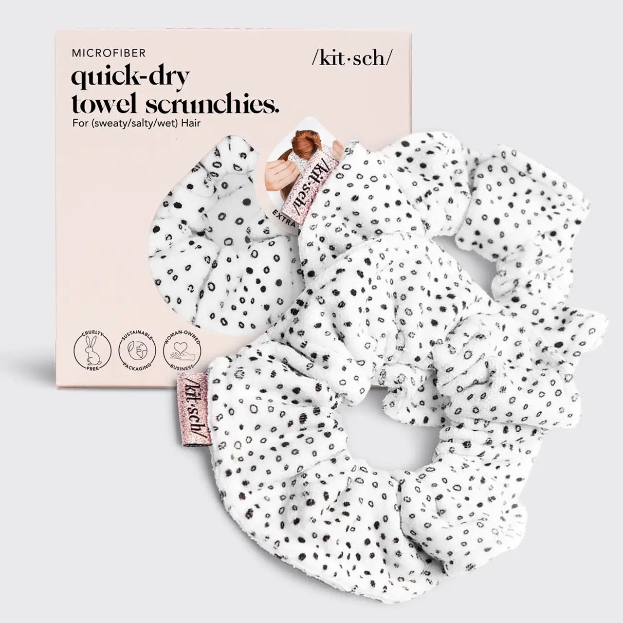 Kitsch Towel Scrunchie 2 Pack - Micro Dot-SALE