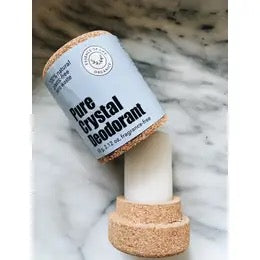 Essence of Life Organics -Crystal Deodorant Stick, in zero waste cork packaging Cork deodorant