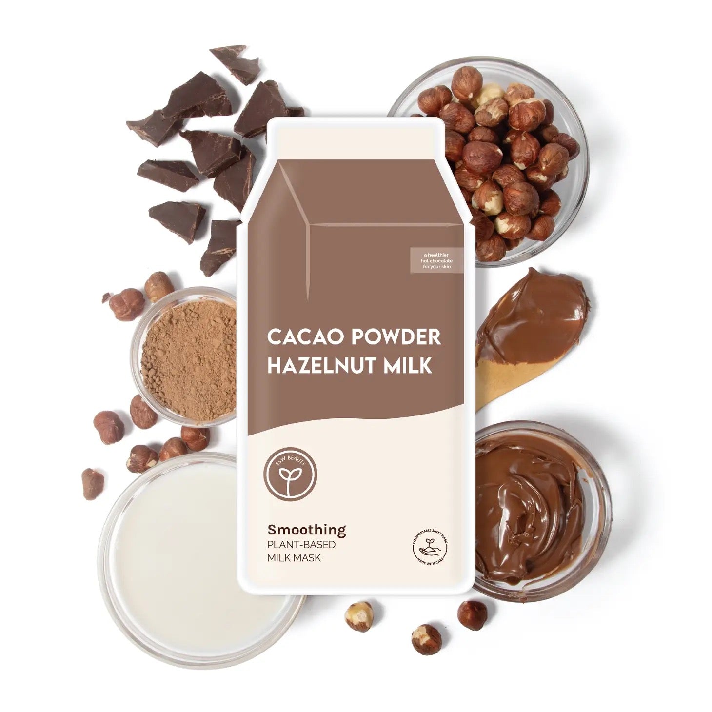 ESW Beauty - Cacao Powder Hazelnut Milk Smoothing Plant-Based Milk Mask