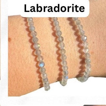 4mm Faceted Gemstone Bracelet, Dainty Crystal Bracelet, Faceted Crystal Bracelet