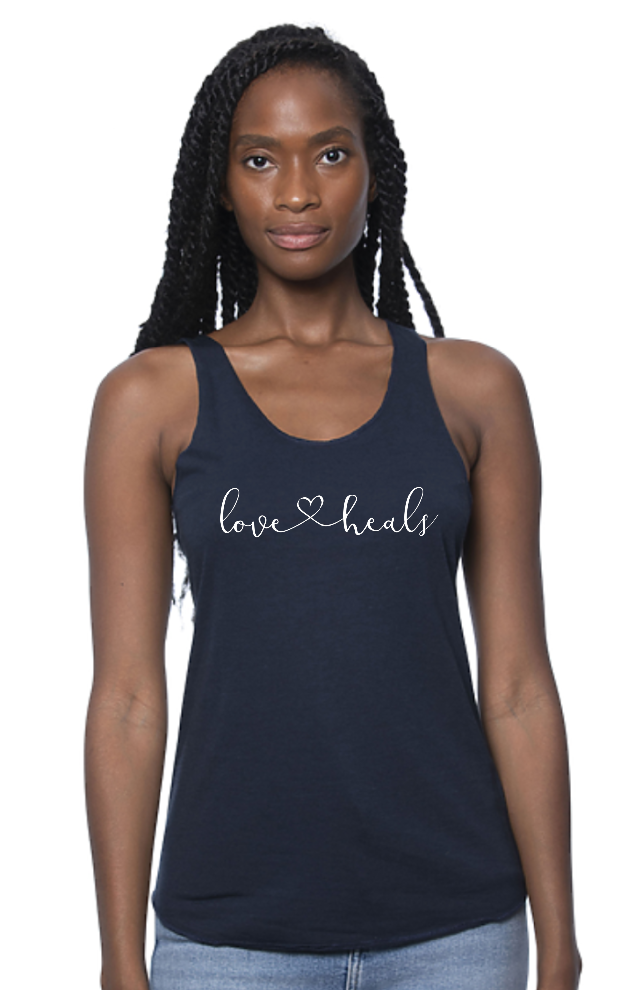 Love Heals Organic Bamboo Tank - Navy