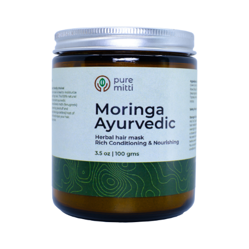 Pure Mitti Moringa Ayurvedic Natural Herbal Hair Mask, Organic Ayurveda