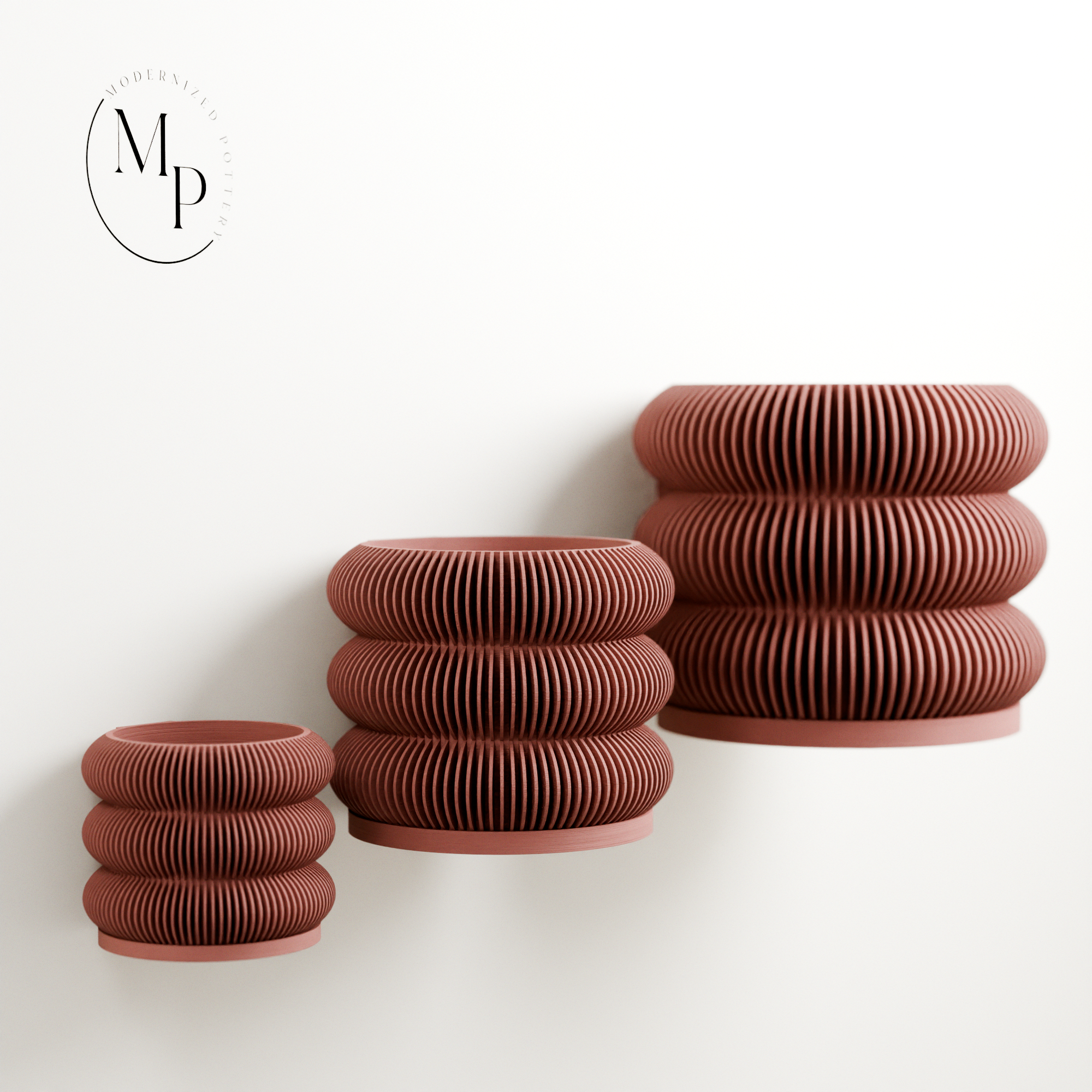 Modernized Pottery Hanging TRIPLE BUBBLE Wall Planter