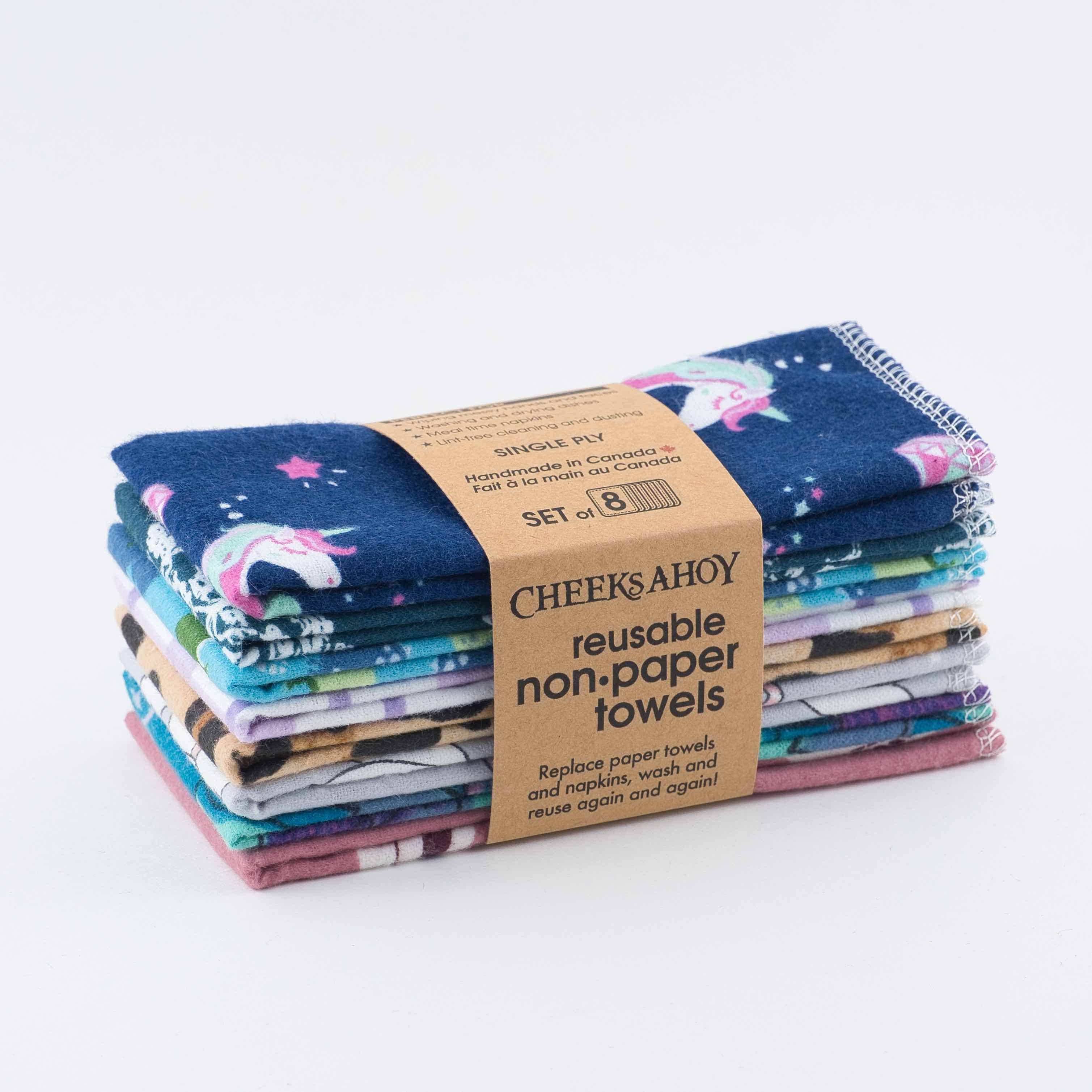 Cheeks Ahoy Reusable Non•Paper Towels • Single-Ply: Rainbow / 8-pack