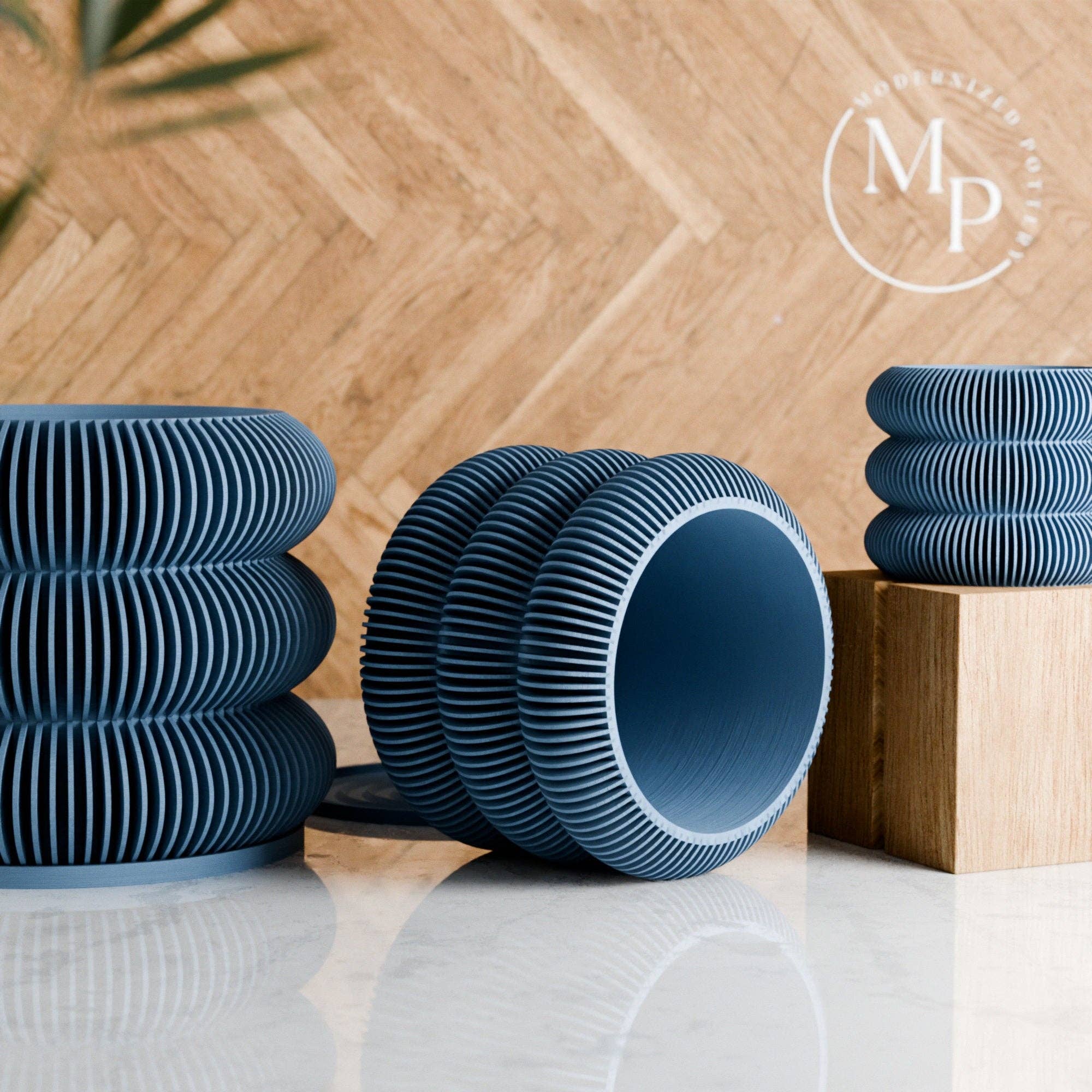 Modernized Pottery- Triple BUBBLES Planter