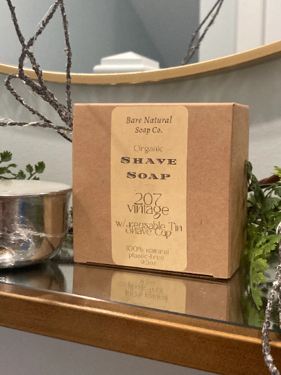 Bare Natural Soap Co. 207 Vintage Shave Soap With Stainless Steel Shave Bowl