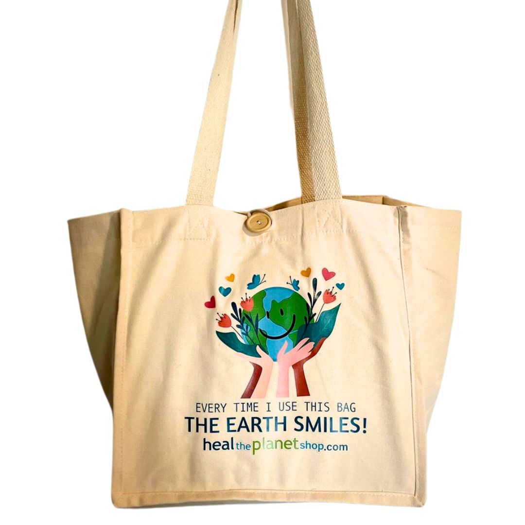 Heal The Planet Organic Cotton Smile Tote Bag