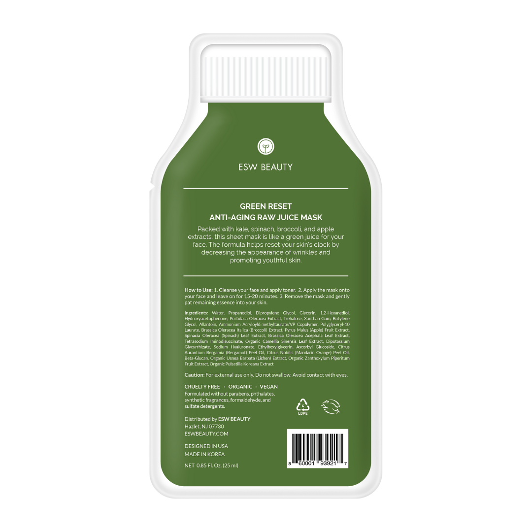 ESW Beauty- Kale Green Reset Anti Aging Raw Juice Sheet Mask