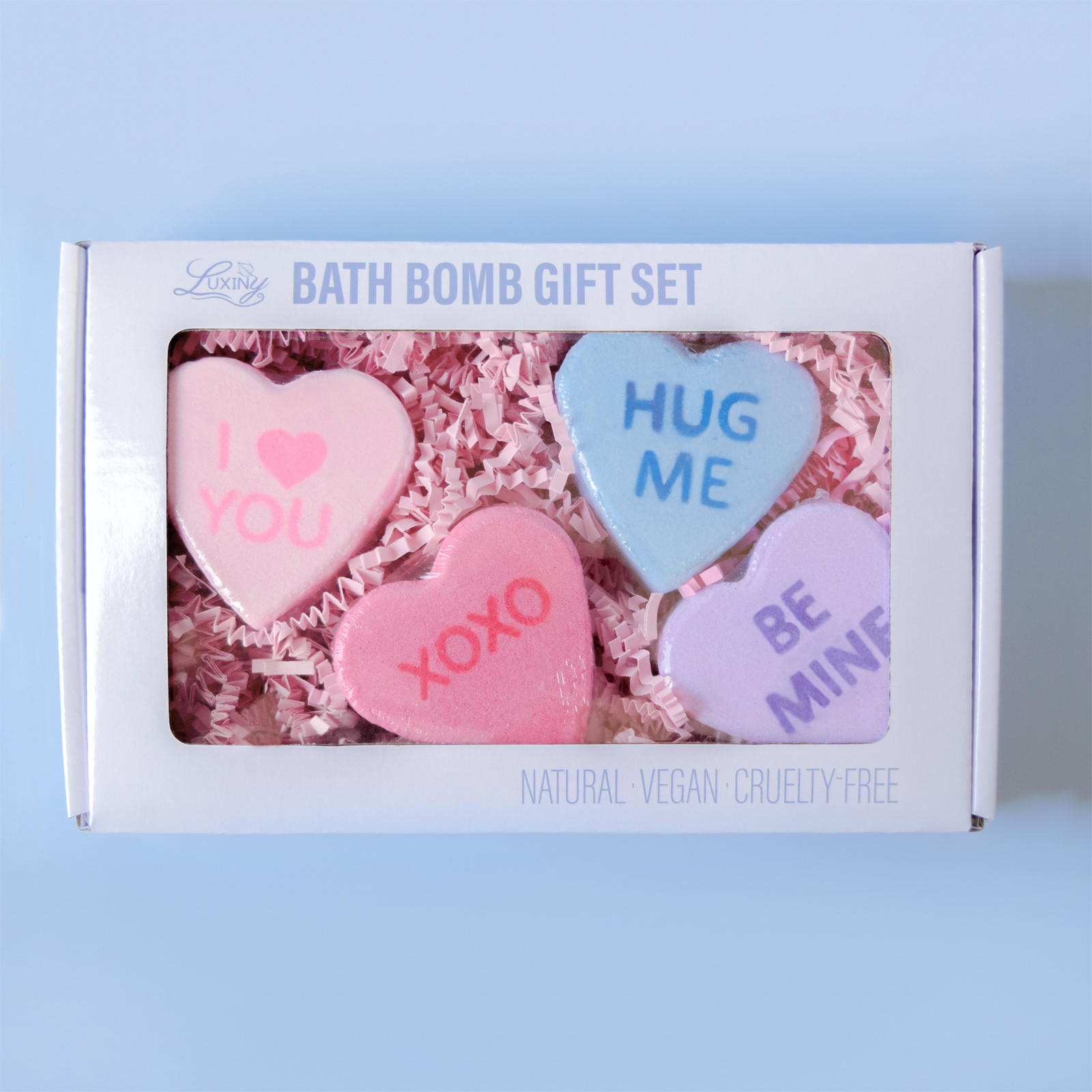 Valentine's Day | Bath Bomb Gift Set | Four bath bomb hearts