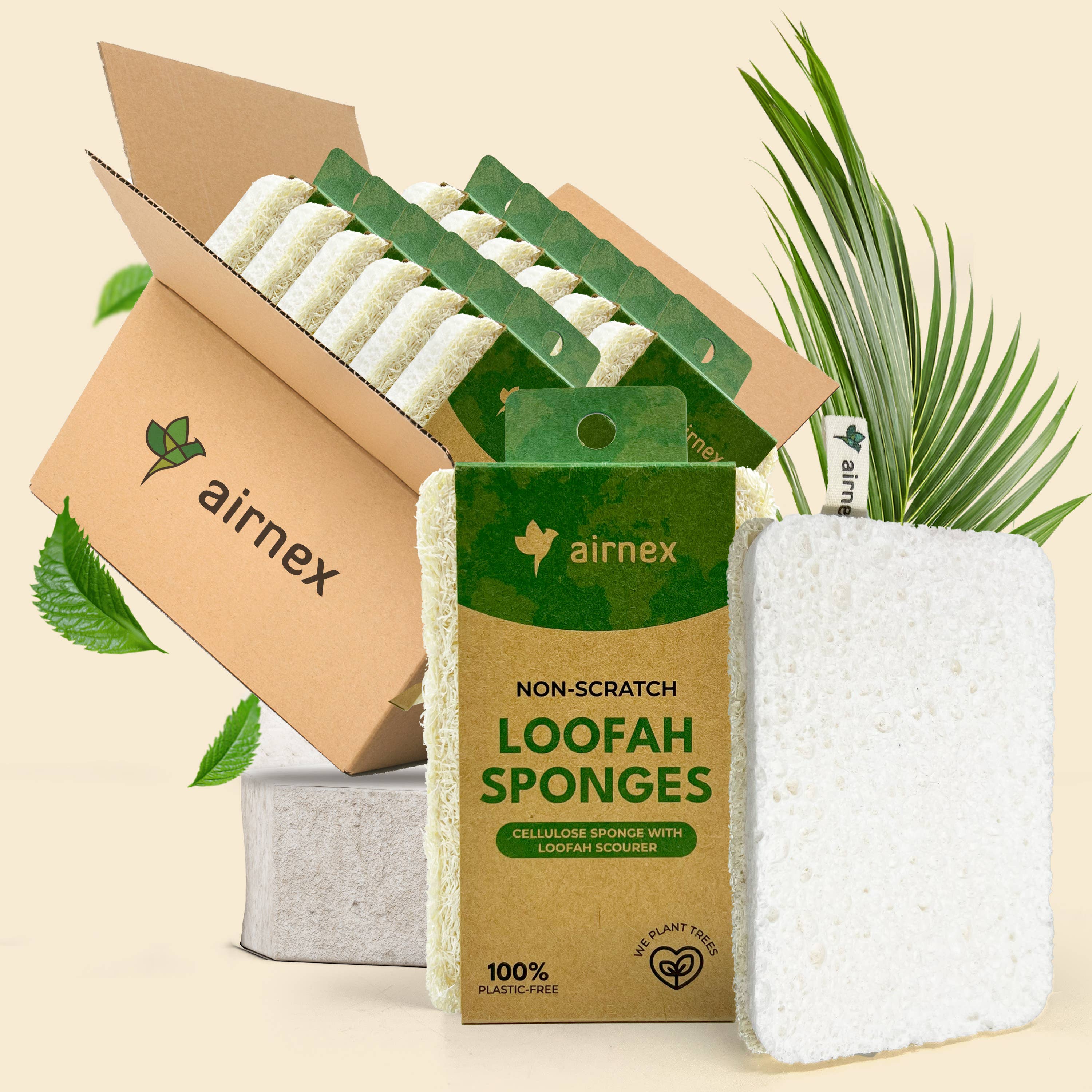 Kitchen Sponge with Zero Plastic - 1 Pack Loofah Sponges
