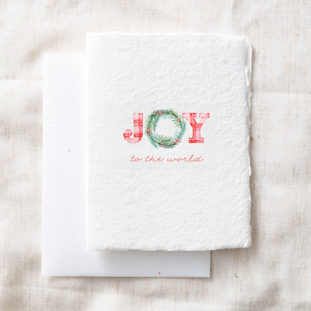 Red Buffalo Print Joy to the World | Holiday Christmas Card