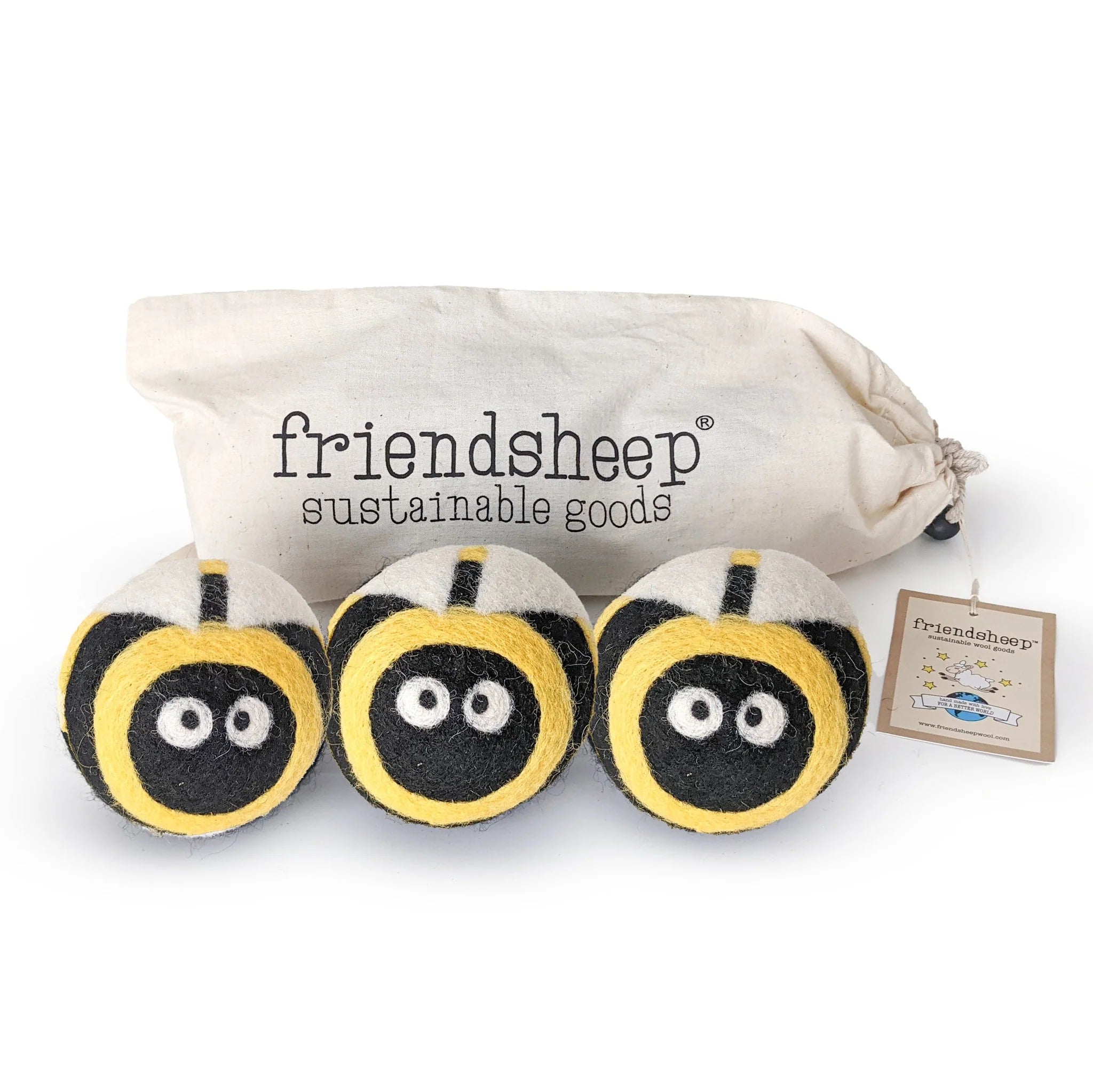 Friendsheep - Bee Trio Eco Dryer Balls - Set of 3