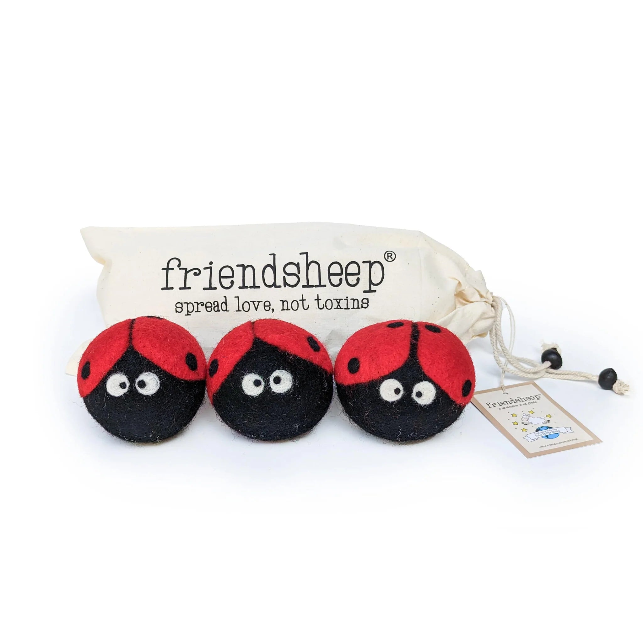 Friendsheep - Ladybug Trio Eco Dryer Balls - Set of 3