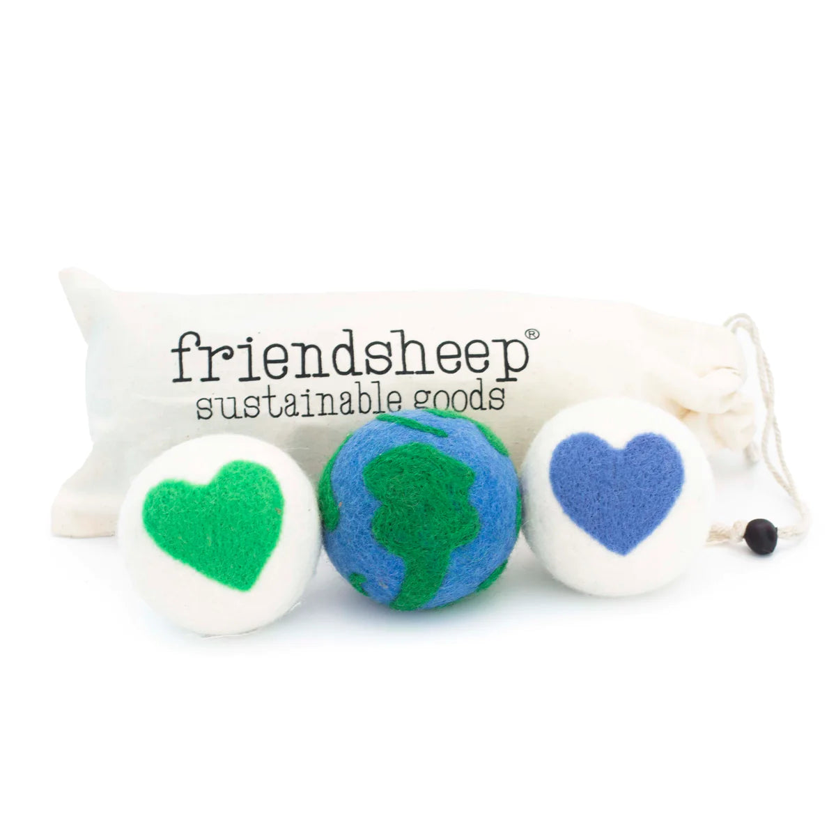 Friendsheep - Love Your Mama Eco Dryer Balls - Set of 3 (EARTH HEARTS)