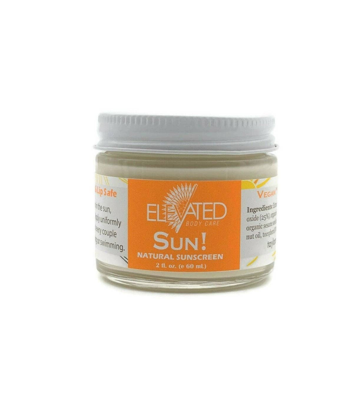 ELEVATED - SUN!  Natural Mineral SunScreen - Glass Jar 2oz.